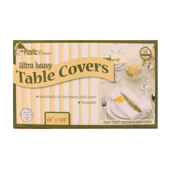 Clear Ultra Heavy Duty Tablecloths 66x108 Inches – 16 Pack – Waterproof & Stain-Resistant Vinyl for Parties, Weddings, and Outdoor Events