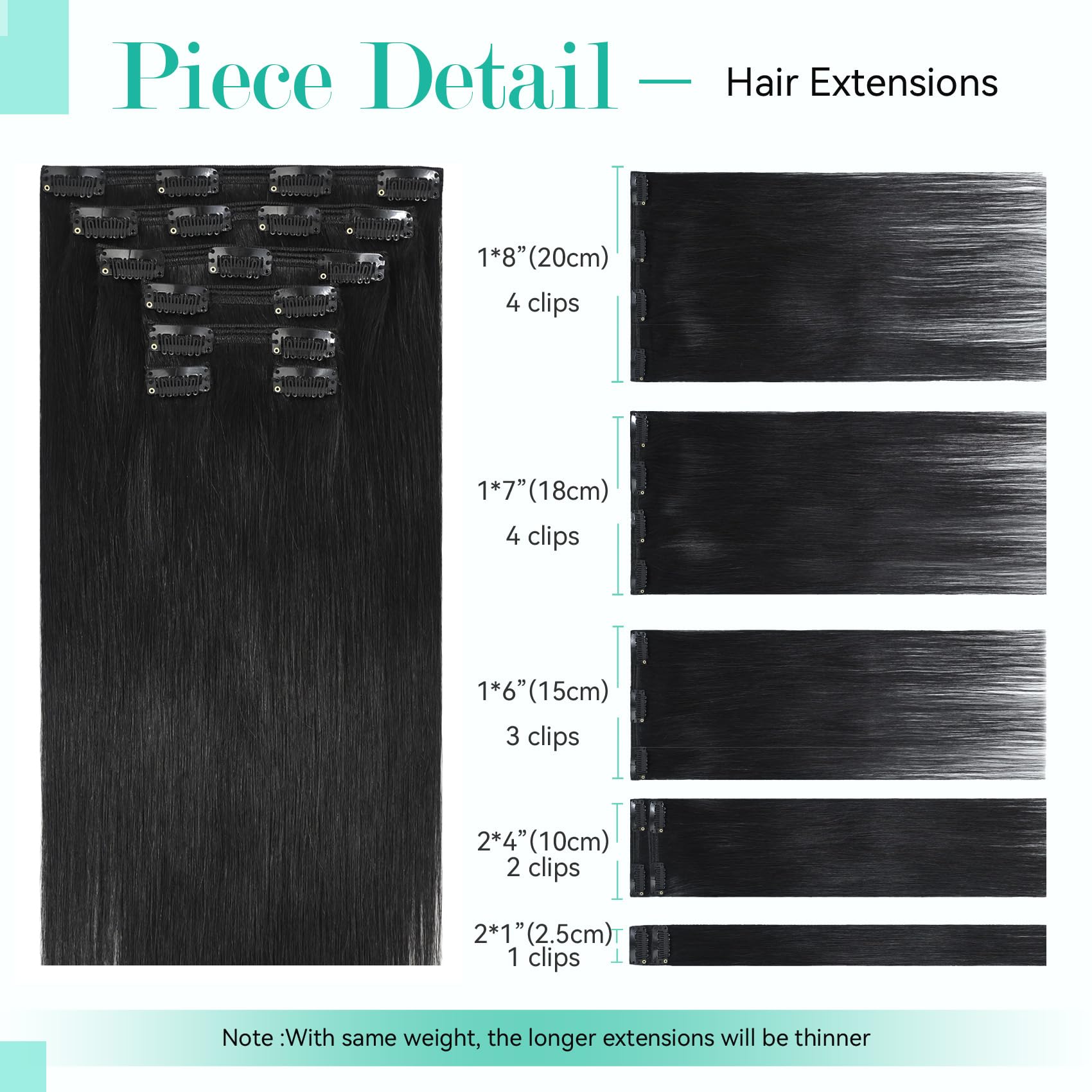 Ukira 22 Inch Clip in Hair Extensions - 7pcs 120g Real Human Remy Hair, Soft Straight Natural Black Hair Extensions for Women | Perfect for Daily Styling, Parties & Special Occasions