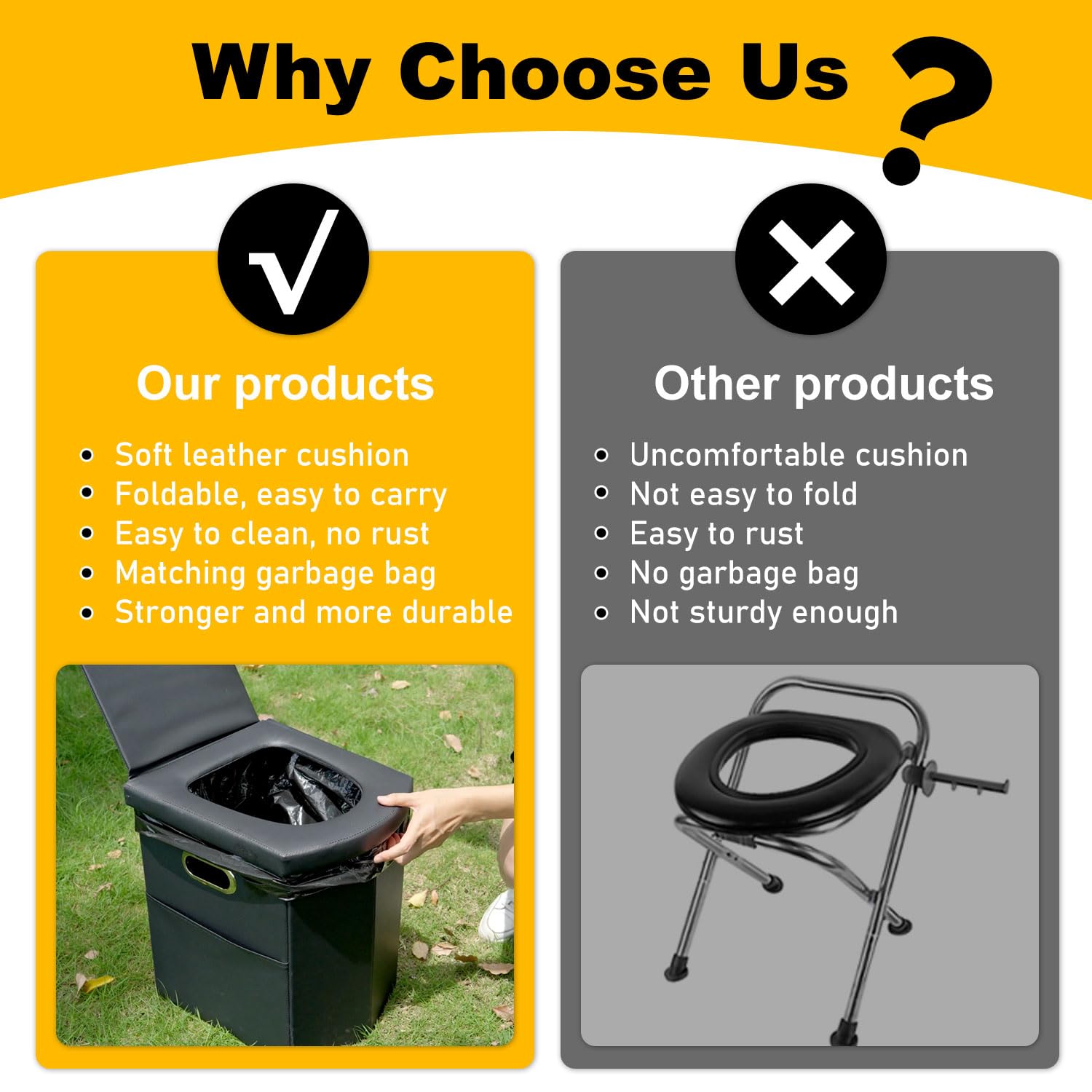 XL Large Portable Toilet with Pop-Up Privacy Tent for Adults - Outdoor Camping, Hiking & Emergency Use - Includes Changing Room, Shower Tent & Carry Bag - Ideal for Camping Trips, RV Travel & Outdoor Adventures