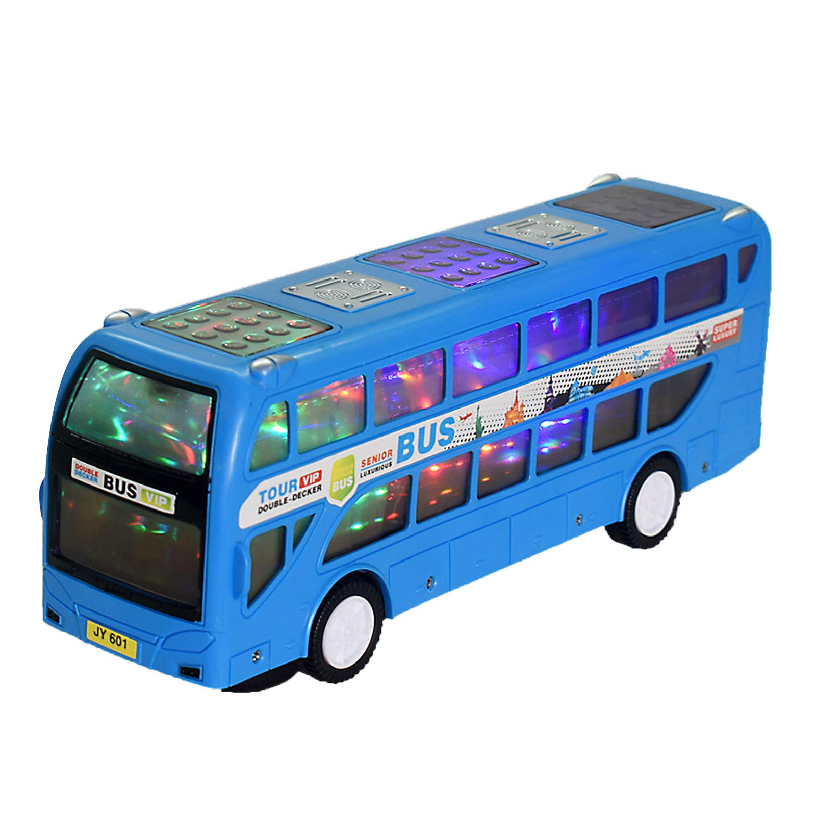 Universal Electric Toy Car for Kids - Blue Children's Bus with Lights & Sound, Model Car Parts Kit - Perfect for Indoor Play, Birthday Gifts & Pretend Driving Fun