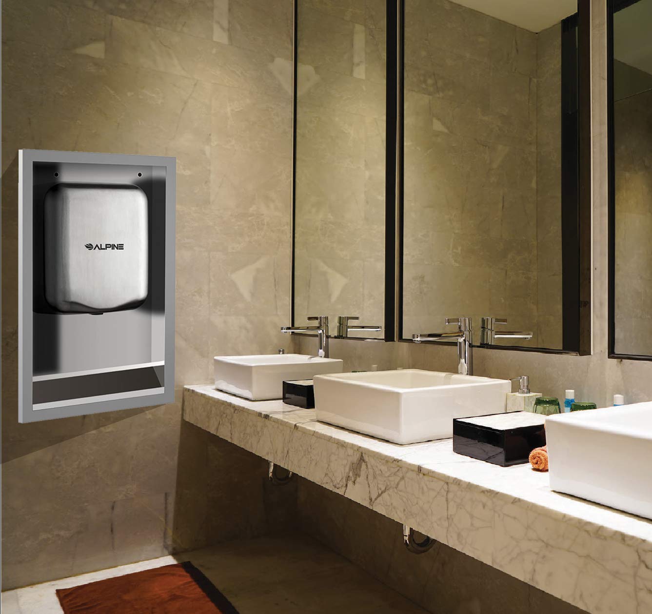 Alpine Bathroom Hand Dryer Recess Kit - Wall Mounted for Commercial & Public Restrooms (Hand Dryer Sold Separately) - Perfect for Hospitals, Schools, and Office Buildings