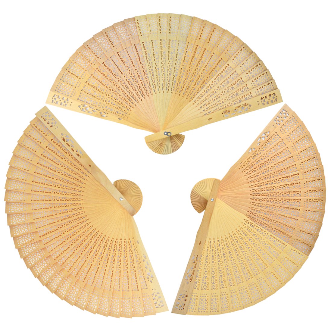 Premium Sandalwood Hand Fans (24-Piece Set) - Elegant Wedding Favors for Guests, Bridal Shower Gifts, and Asian-Themed Events