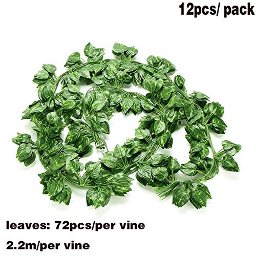 12Pcs 2.5m Artificial Rose Vine Garland - Fake Flower Hanging Decor for Wedding Arch, Garden Wall, Basket Decoration & Party Background (Red/Pink/White) - Home & Outdoor Decorative Flowers