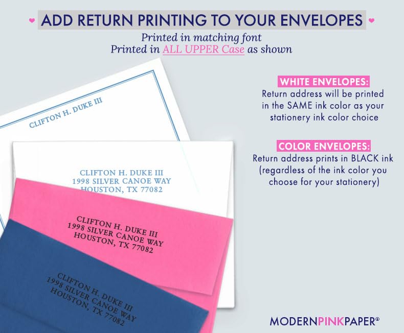 Personalized Stationery Set for Men & Boys - Custom Thank You Notes, Note Cards, & Writing Set in Your Choice of Colors & Quantity - Perfect for Gifts, Office, & Home Use