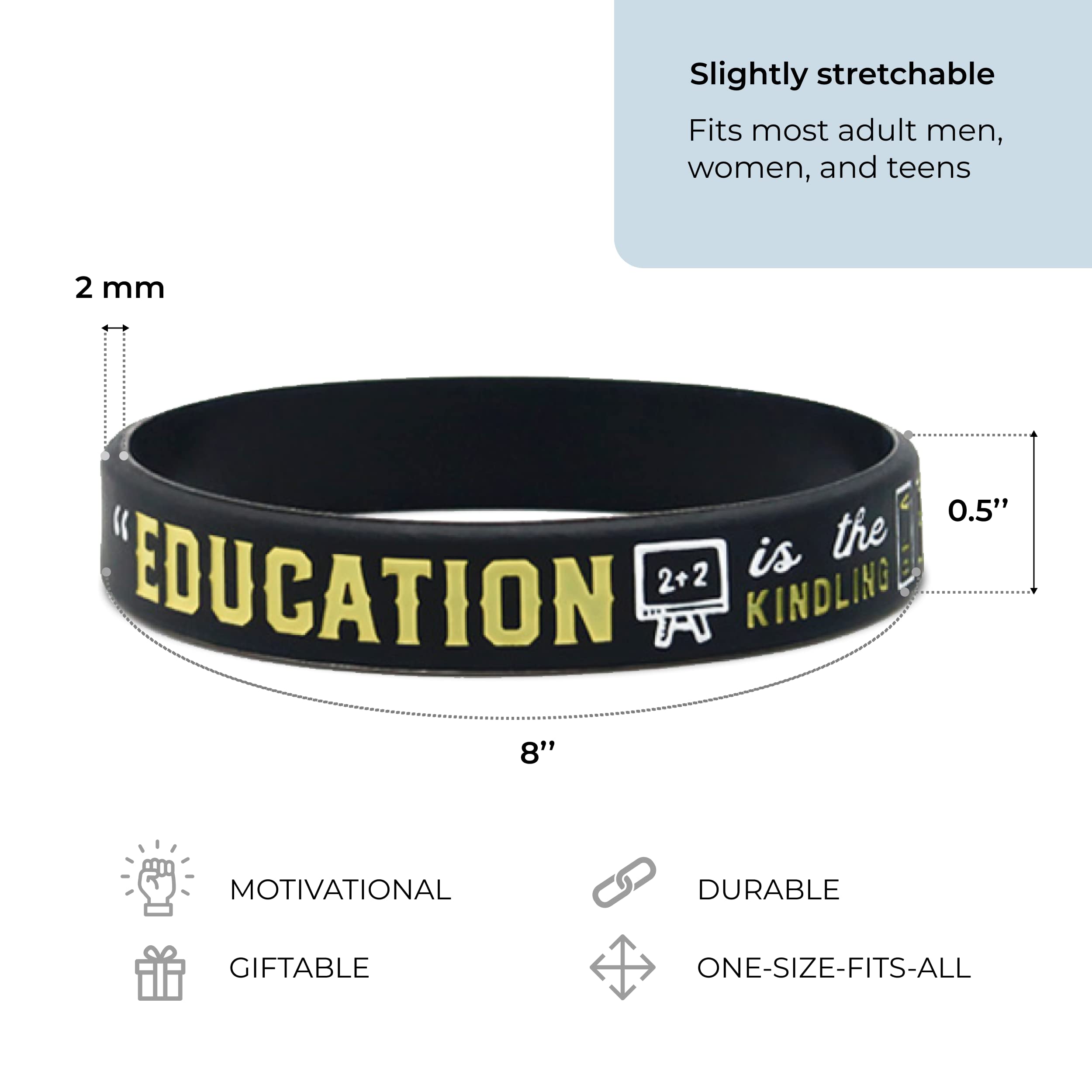 12-Pack Inspirational Teacher Appreciation Bracelets - Motivational Silicone Rubber Wristbands with Encouraging Quotes - Bulk Wholesale Gifts for Educators - Unisex Sizing for Men & Women - Perfect for Teacher Appreciation Week, Classroom Rewards & Staff Recognition Events