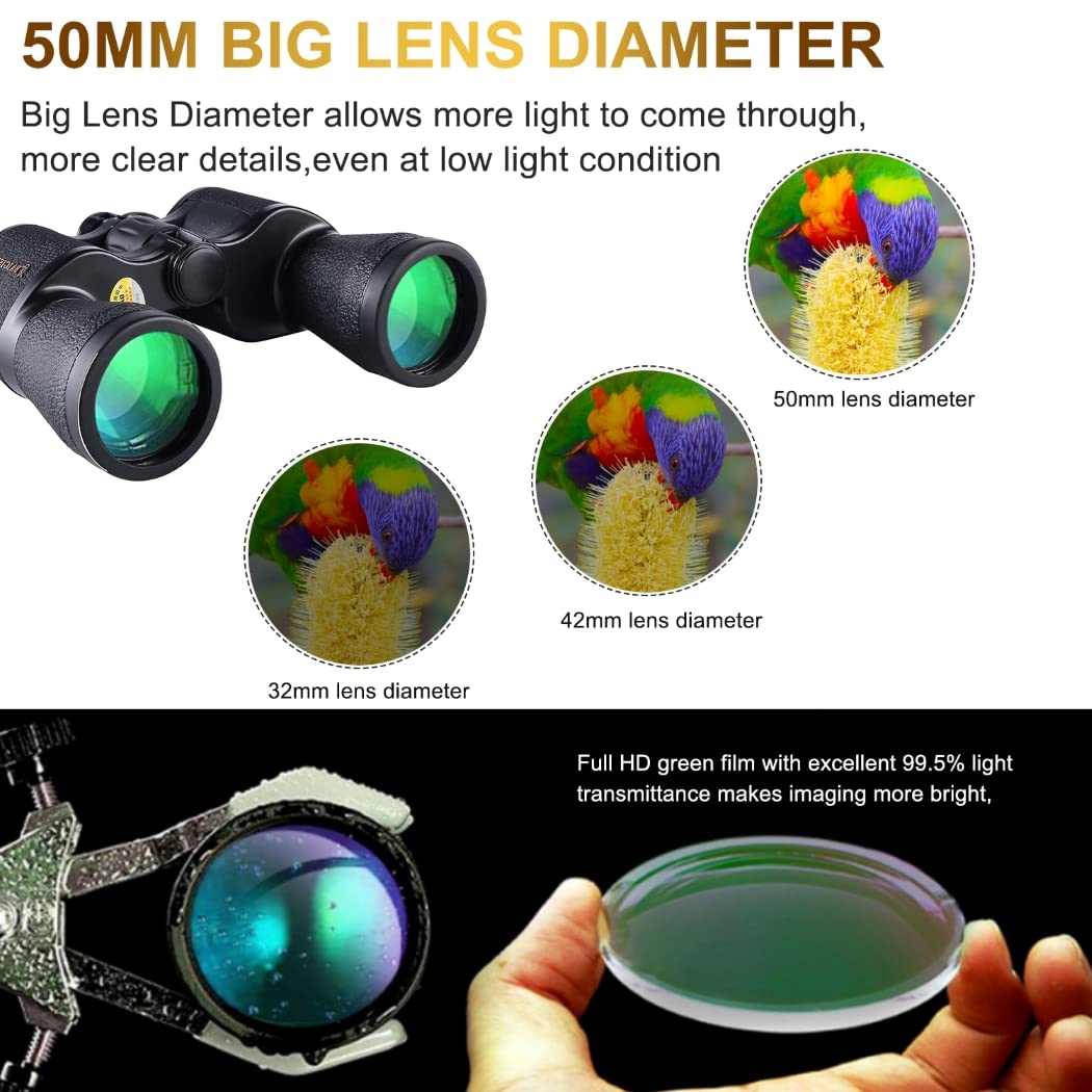 20x50 High Power Binoculars for Adults - Professional BAK4 Prism FMC Lens with Smartphone Adapter - Perfect for Bird Watching, Hunting, Travel, Stargazing, Concerts & Sports Events - Long Distance Viewing for Outdoor Adventures