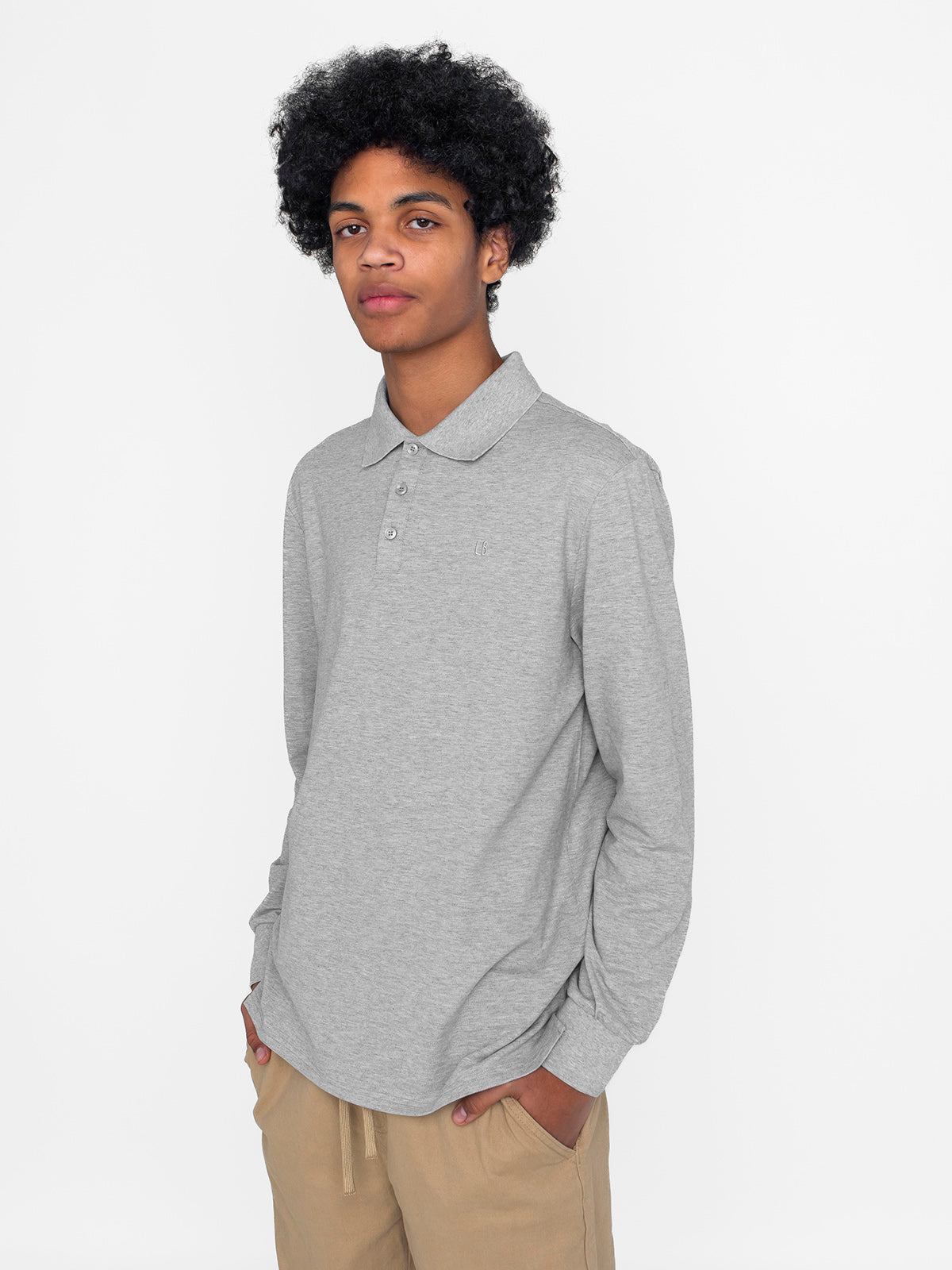 Men's Classic Long Sleeve Polo Shirt - Comfortable Cotton Blend Casual Button Down Shirt for Work, Golf & Everyday Wear - Grey