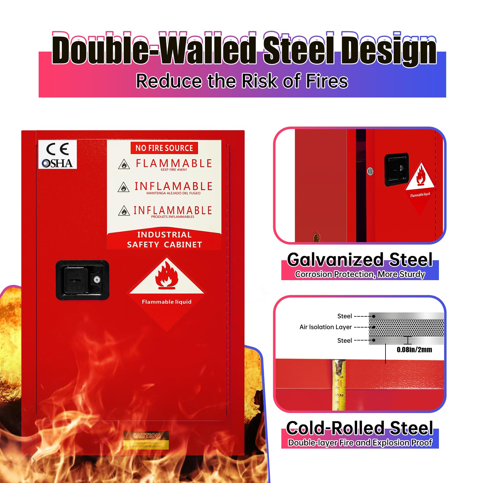 12 Gallon Flammable Safety Storage Cabinet - 35