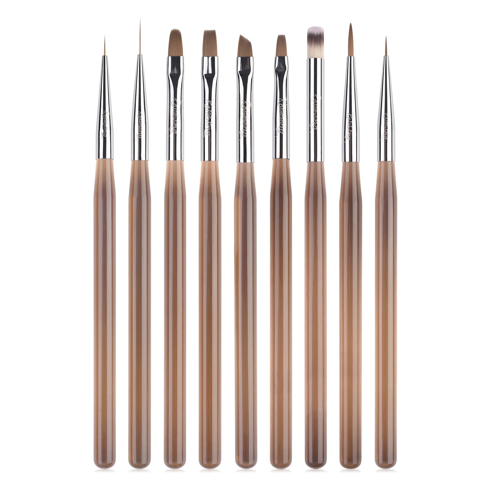 9pcs Professional Nail Art Brush Set - Dotting Tools, Gel & Polish Brushes for 3D Nail Art Designs - Perfect for Manicure, Salon & Home Nail Art DIY Projects