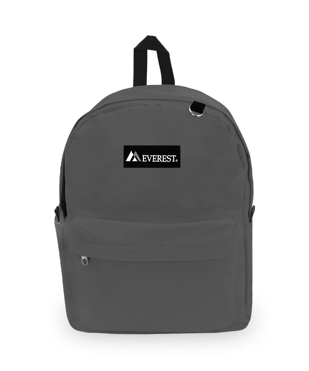 Everest Classic Laptop Backpack with Side Pocket - 15.6 Inch Laptop Bag, Water Resistant, USB Charging Port, Dark Gray - Perfect for Work, School, College & Travel