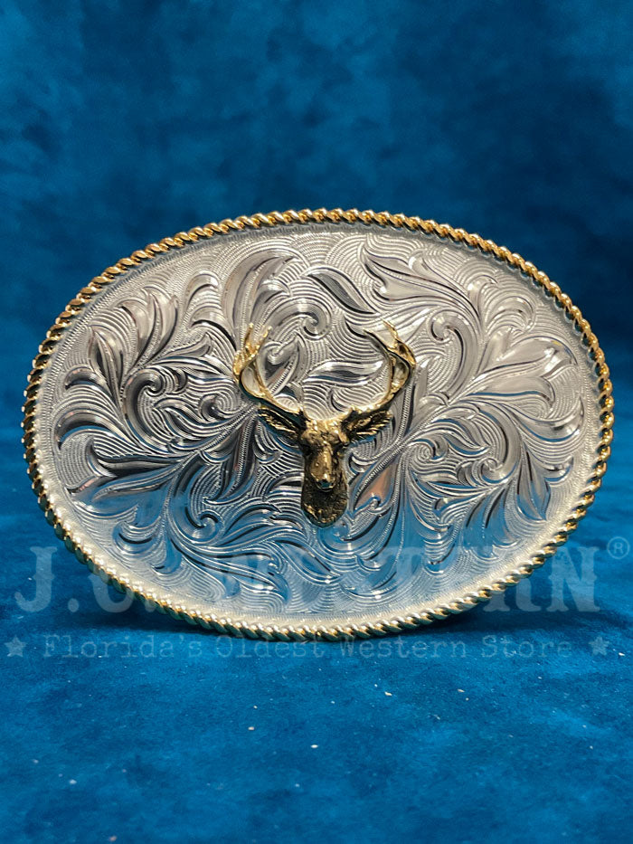 Montana Silversmiths 925 Sterling Silver Mule Deer Head Western Belt Buckle for Men - Perfect for Cowboy Boots, Jeans & Western Fashion Accessories