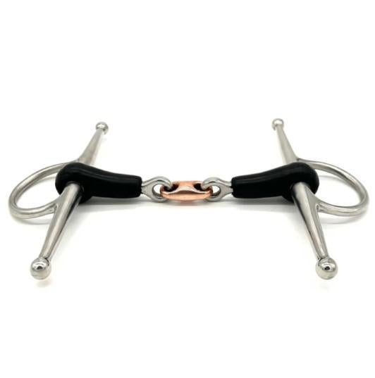 AJR Rubber Copper French Link Full Cheek Bit - Comfortable Horse Bit for Dressage & Jumping - Perfect for Training & Show Riding