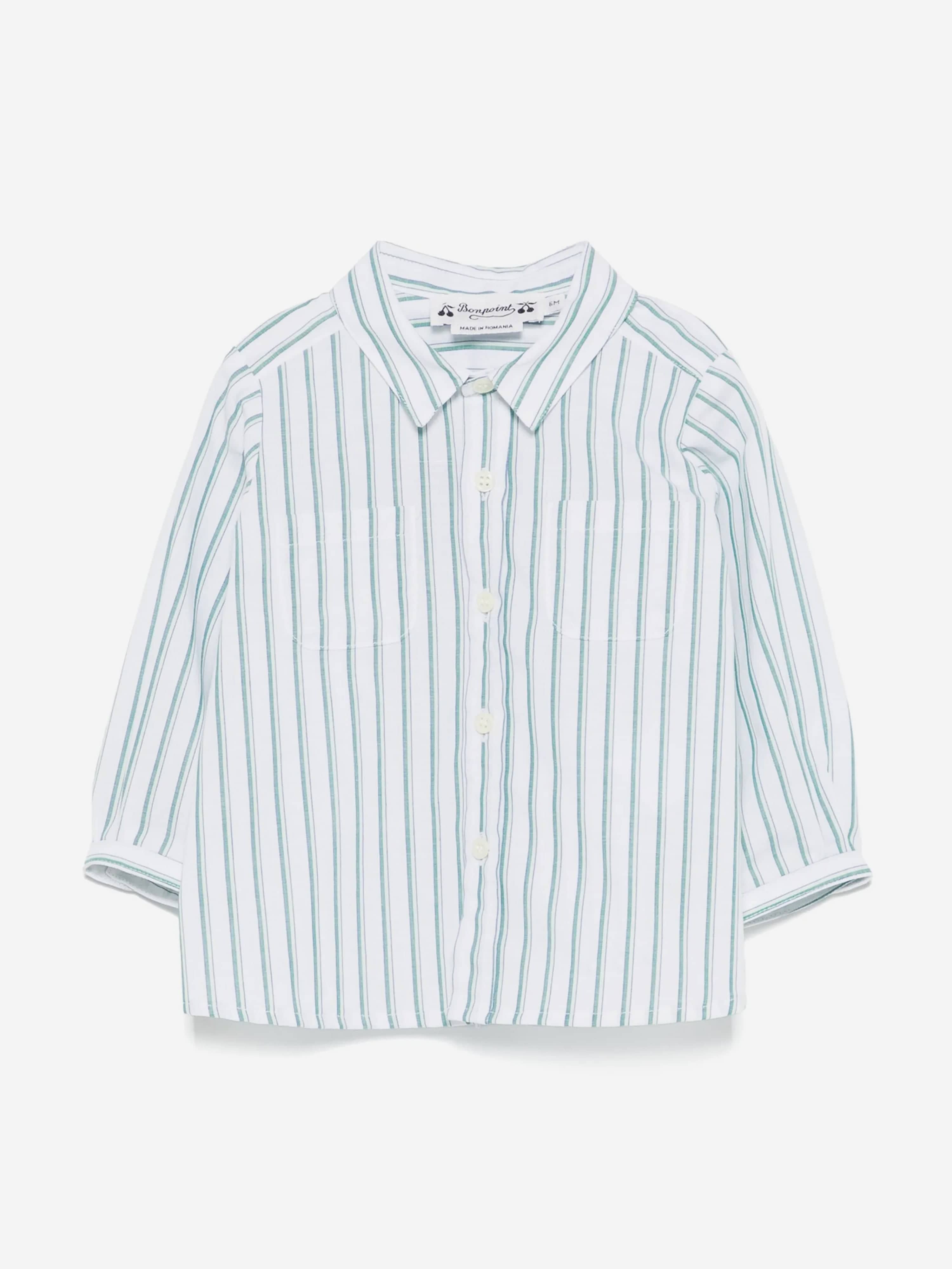 Green Striped Micro Shirt for Baby Boys - Soft & Comfortable Cotton Top for Casual Wear & Special Occasions