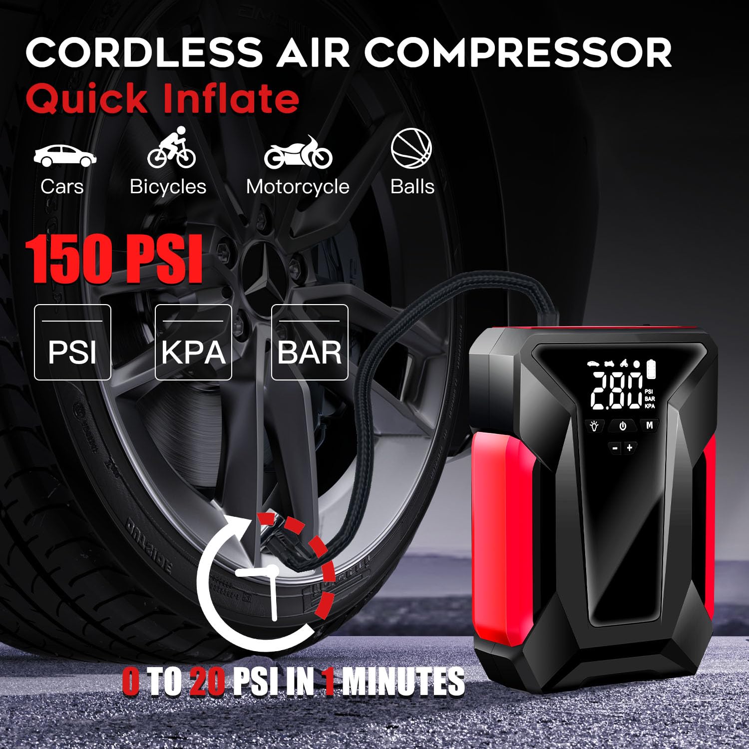 4000A Peak Car Jump Starter with Air Compressor - 12V Portable Battery Booster for Gas (Up to 10L) & Diesel (8.5L) Vehicles - Emergency LED Light, Power Bank & Leather Storage Bag Included - Perfect for Roadside Emergencies, Camping & Winter Travel
