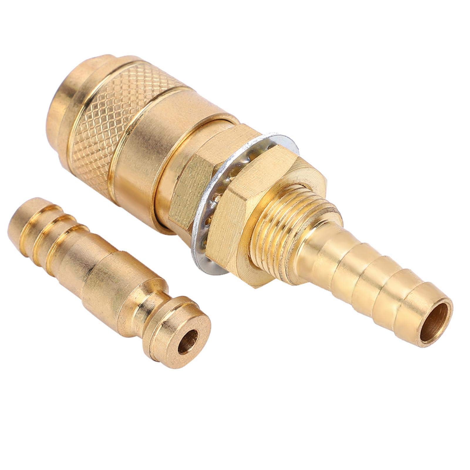 **Solid Brass Quick Hose Connector Fitting - Gas Adapter for MIG & TIG Welder Torch (Yellow) - Durable & Leak-Proof for Welding & Cutting Applications**