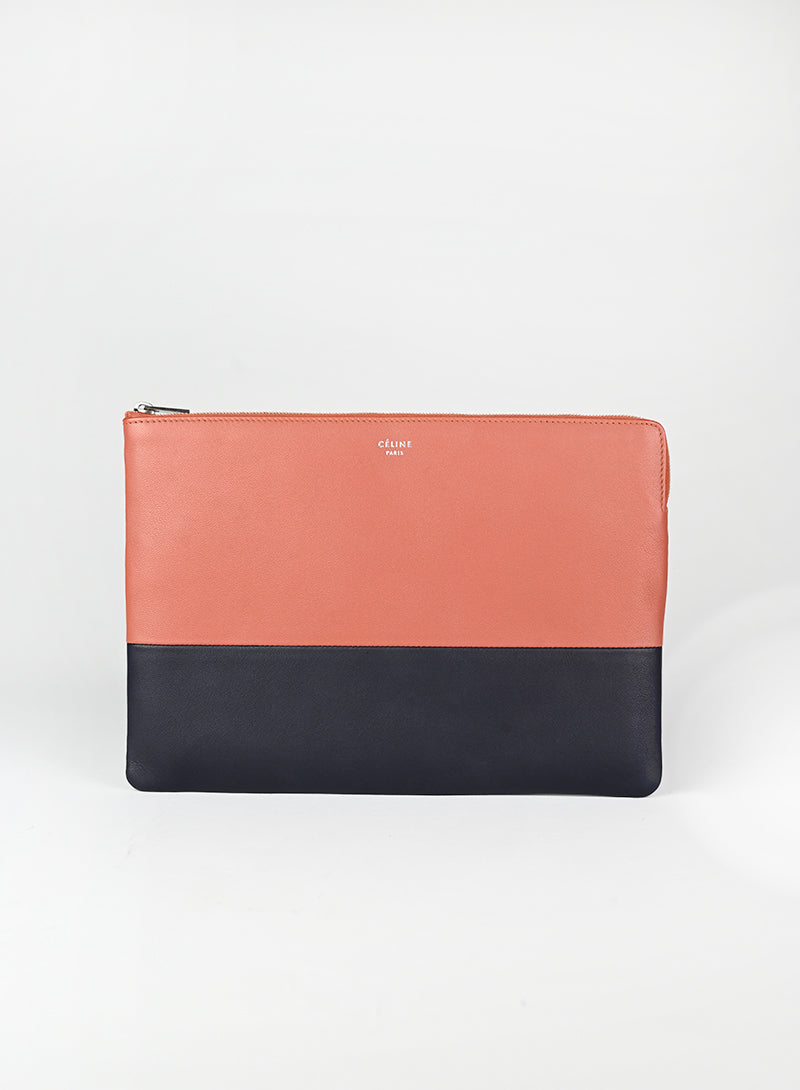 Celine Pochette Bicolor Handbag in Terracotta & Blue - Stylish Crossbody Bag for Women, Perfect for Date Night & Evening Events