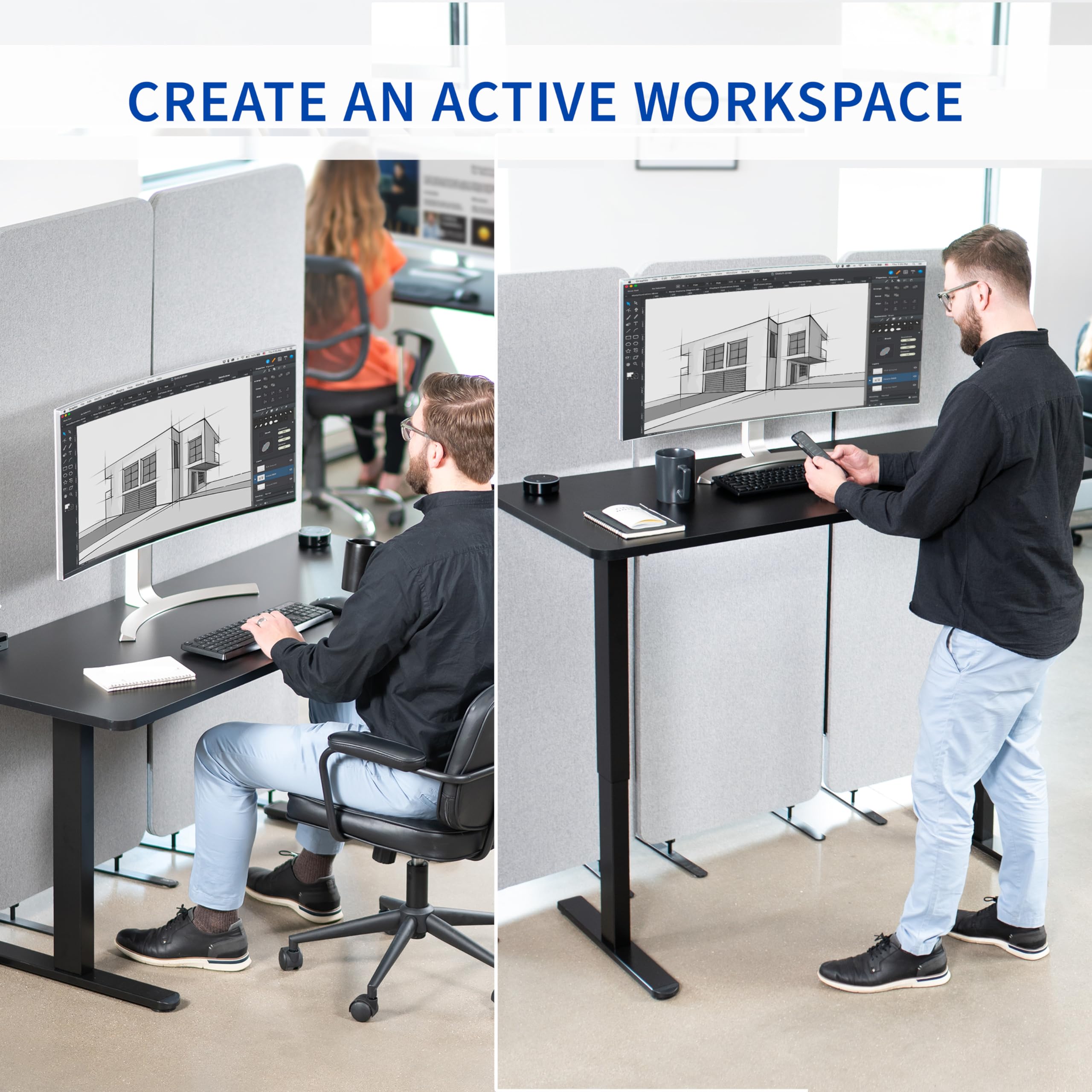 VIVO 60-inch Electric Height Adjustable Standing Desk - 60