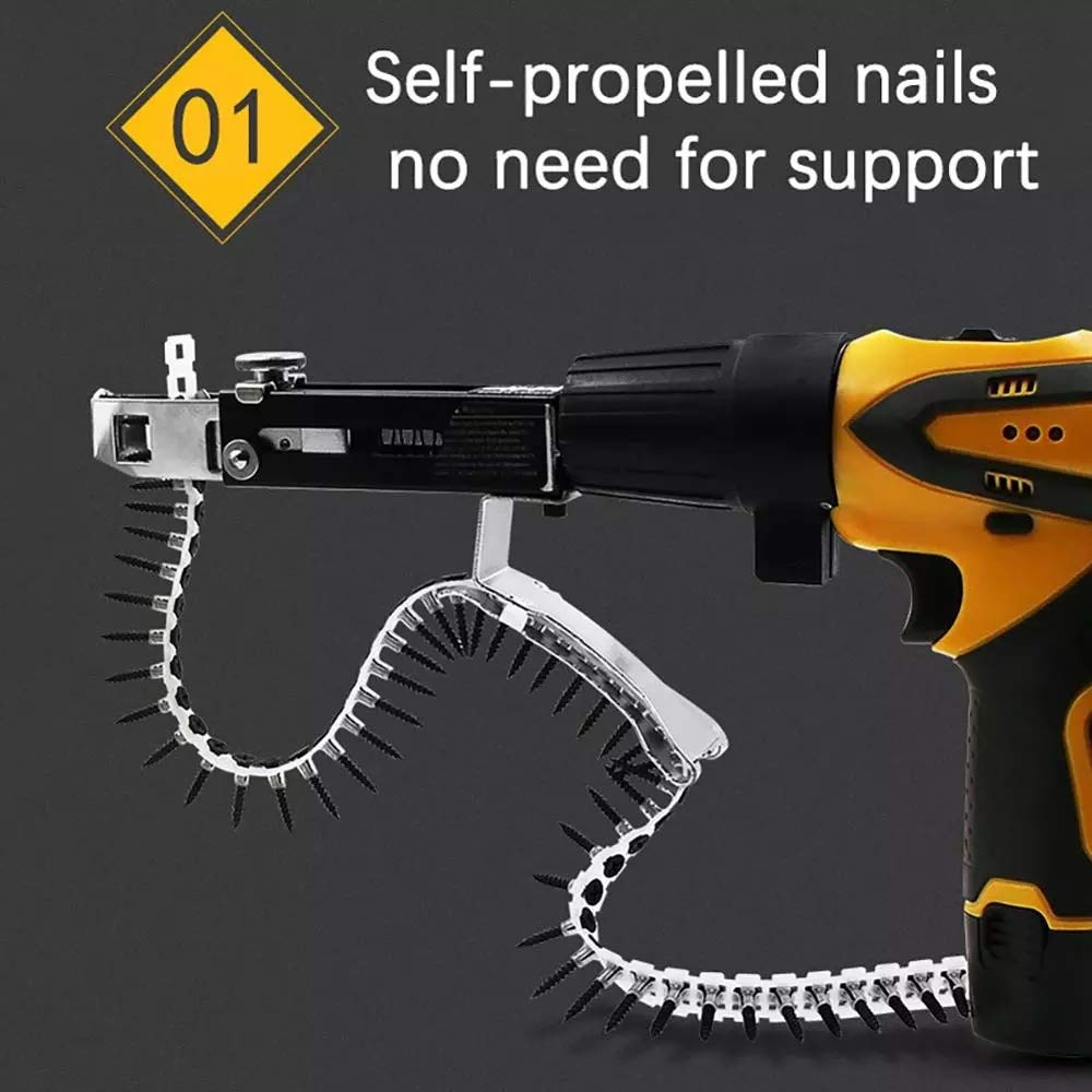 Electric Automatic Chain Belt Nail Screw Gun - Cordless Power Tool for Woodworking, Construction & DIY Projects - Fast Screw Driving with Adapter for Efficient Drilling in Wood, Metal & Plastic