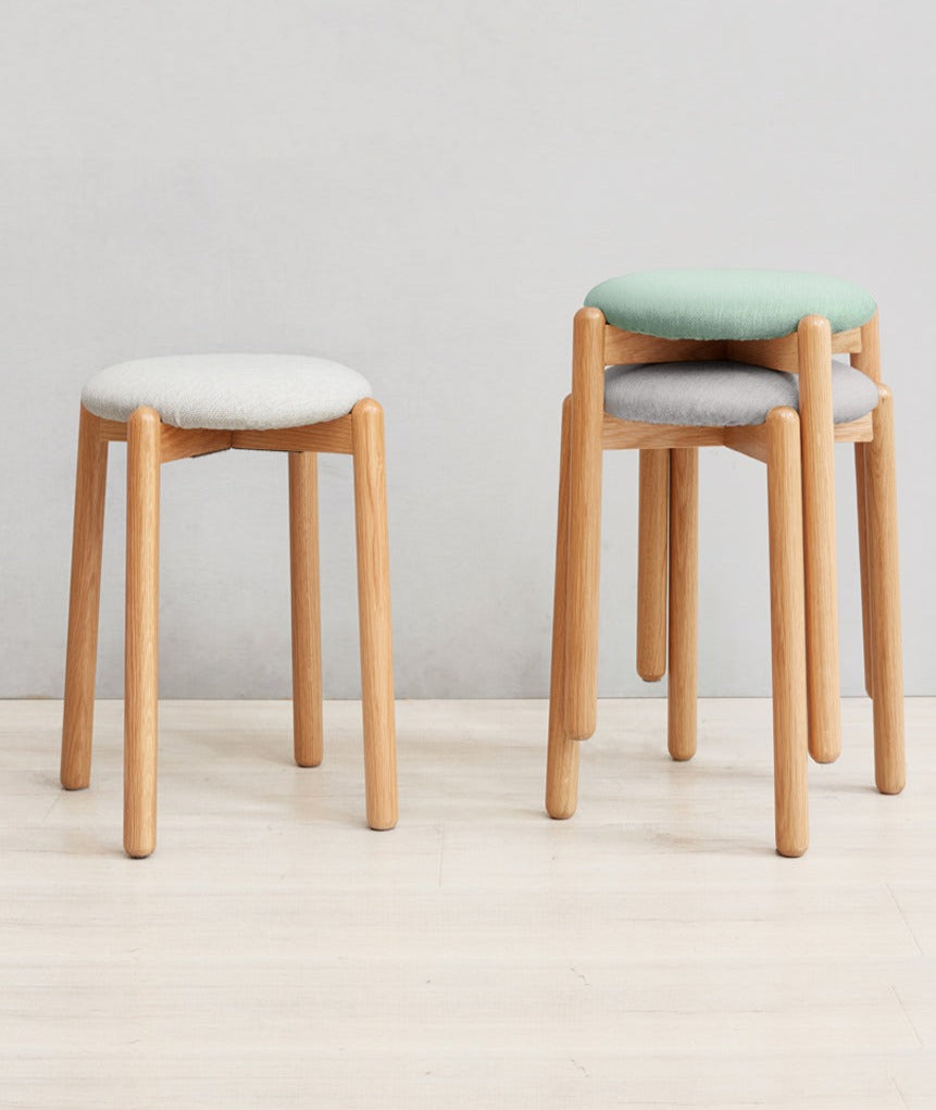 Solid Oak Wood Makeup Stool - Durable & Stylish Vanity Seat for Bedroom, Bathroom, or Dressing Room
