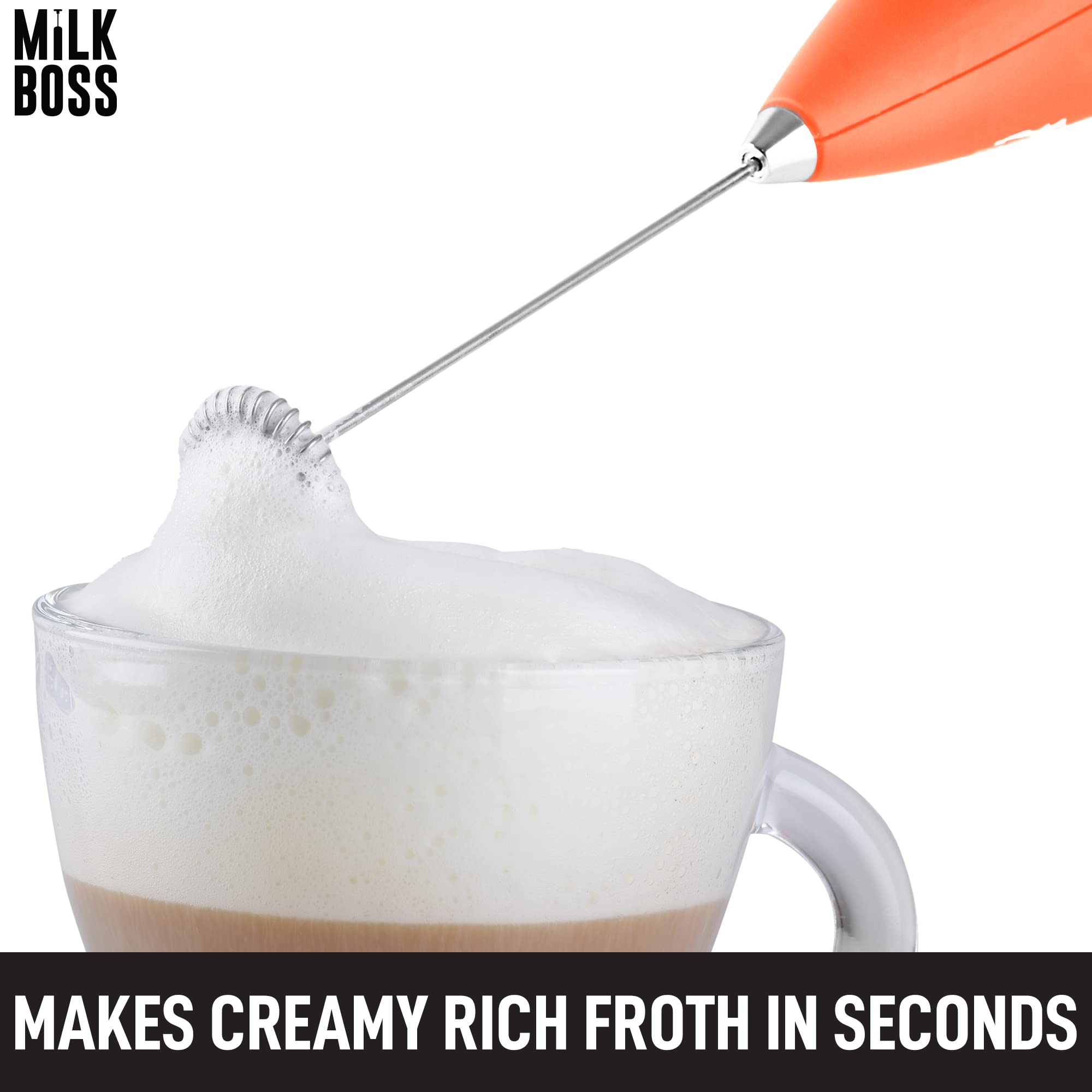 Premium Electric Milk Frother for Coffee & Matcha - Handheld Drink Mixer with Comfort Grip - Battery Powered Whisk for Lattes, Cappuccinos & Smoothies - Perfect for Home, Office & Cafe Use (Peaches/Cream)