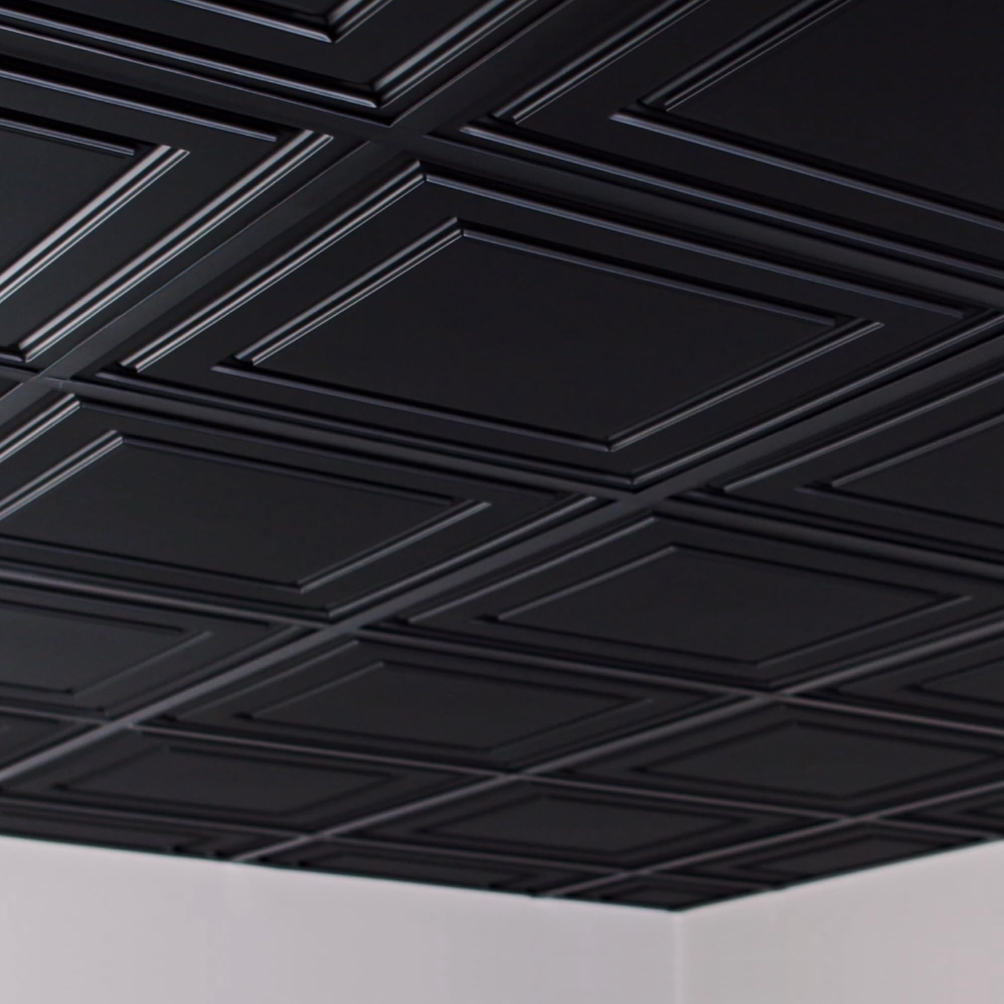 Ceilume 2x2 Ultra-Thin Feather-Light Ceiling Tiles - Stratford Black Drop Ceiling Panels for 1
