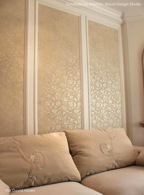 Scrollallover Wall Stencil - DIY Decorative Painting Template for Home & Furniture - Perfect for Bedroom, Nursery, Living Room Accent Walls