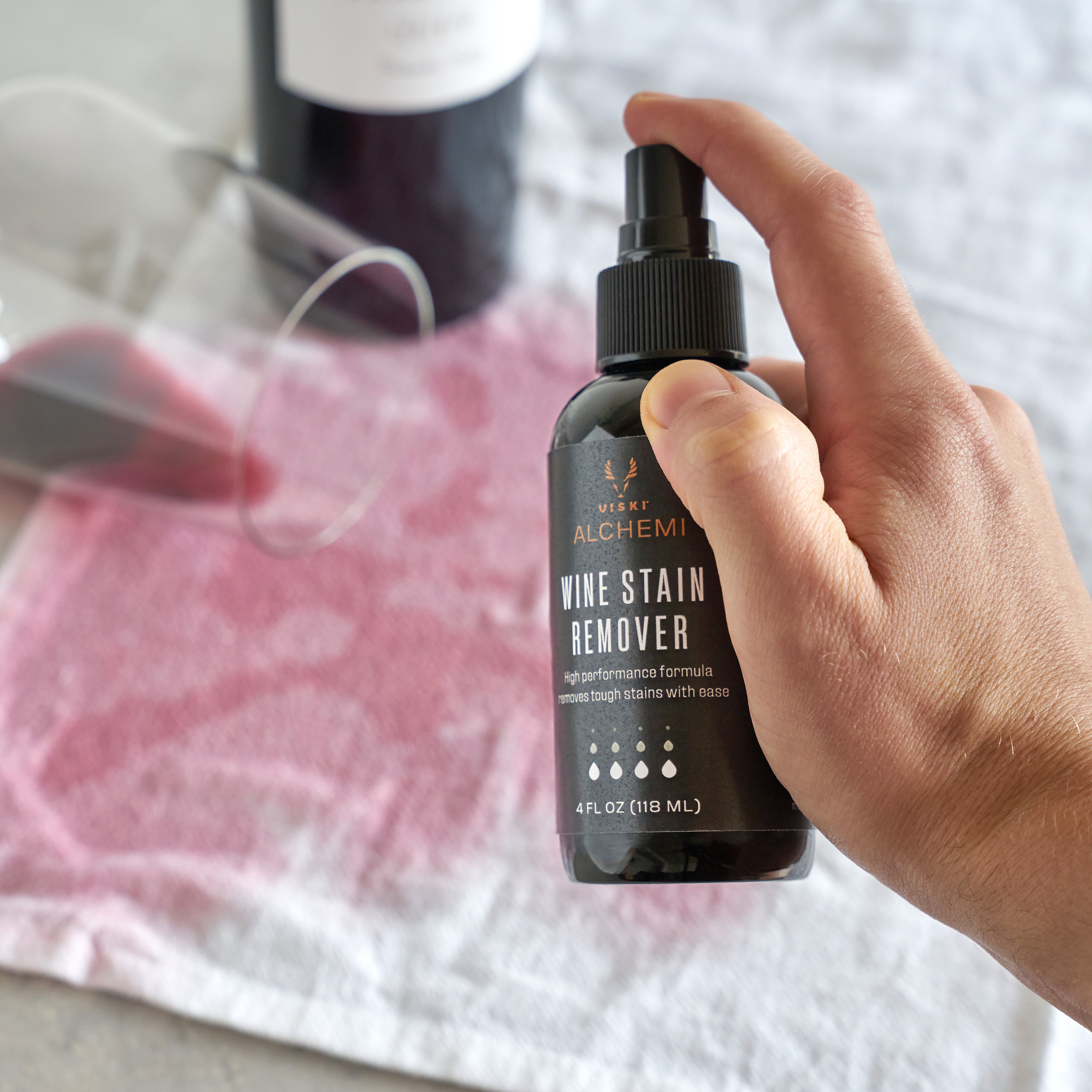Alchemi Wine Stain Remover - 8 oz Bottle | Fast & Effective Stain Treatment for Clothes, Carpets & Upholstery | Perfect for Parties, Dinners & Everyday Spills