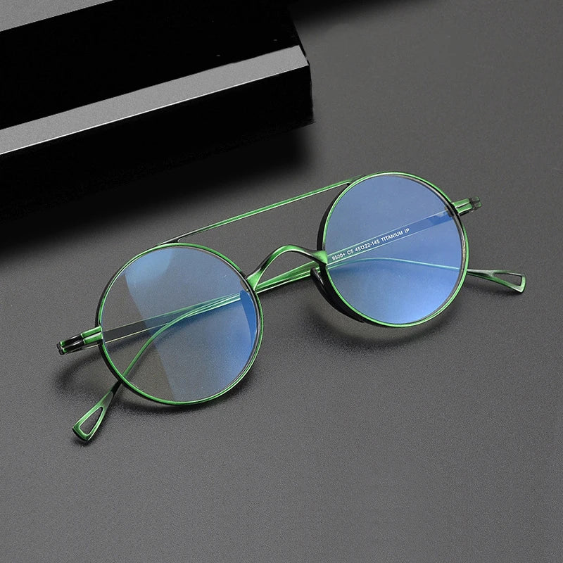Stylish Black Titanium Full Rim Round Double Bridge Eyeglasses for Women - Perfect for Reading, Work & Fashion Accessories (Model 79500)