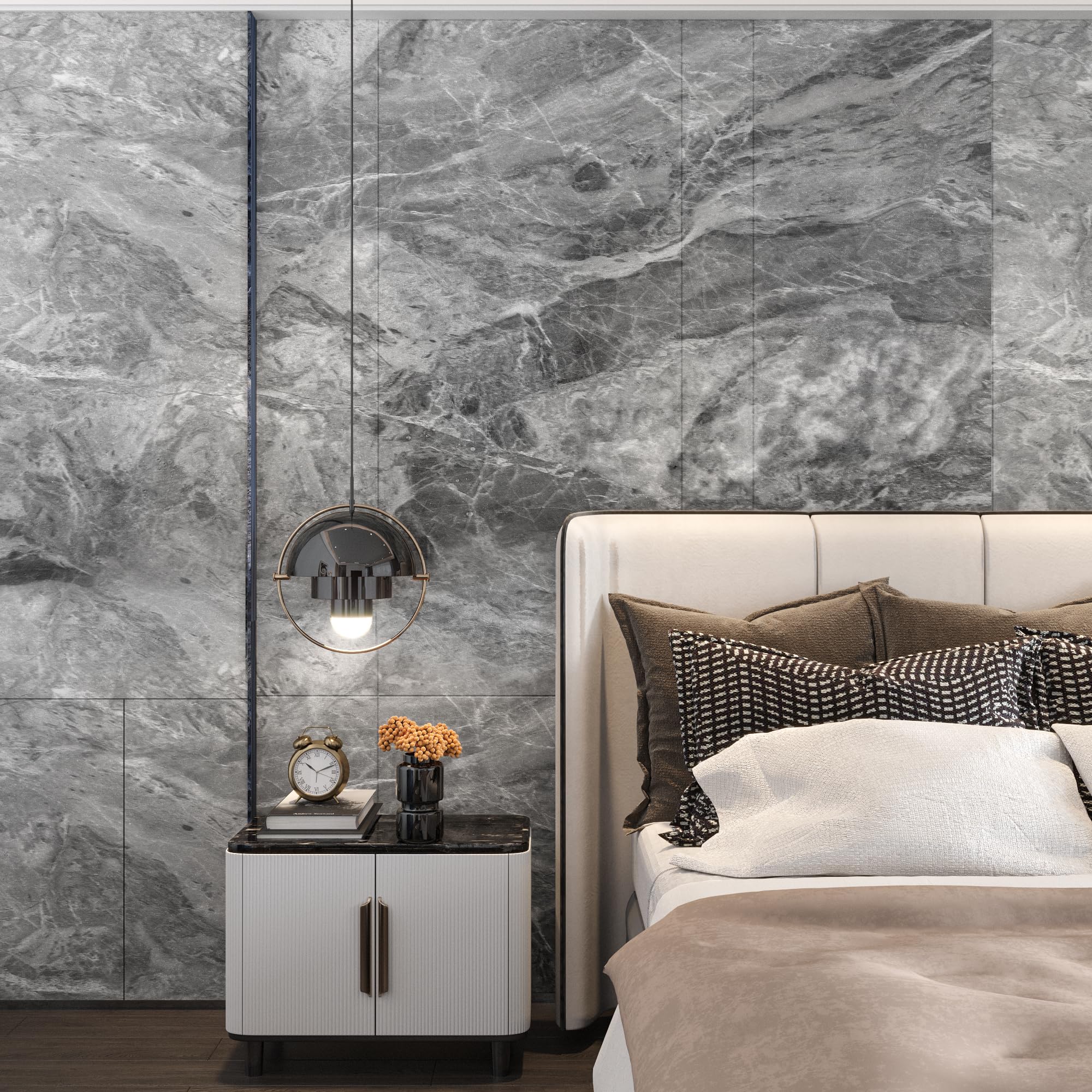 Gray Marble Contact Paper - Textured Granite Peel & Stick Wallpaper - Waterproof Removable Vinyl Wrap for Countertops, Kitchen Tables, Cabinets & Furniture - Easy DIY Matte Finish Decoration