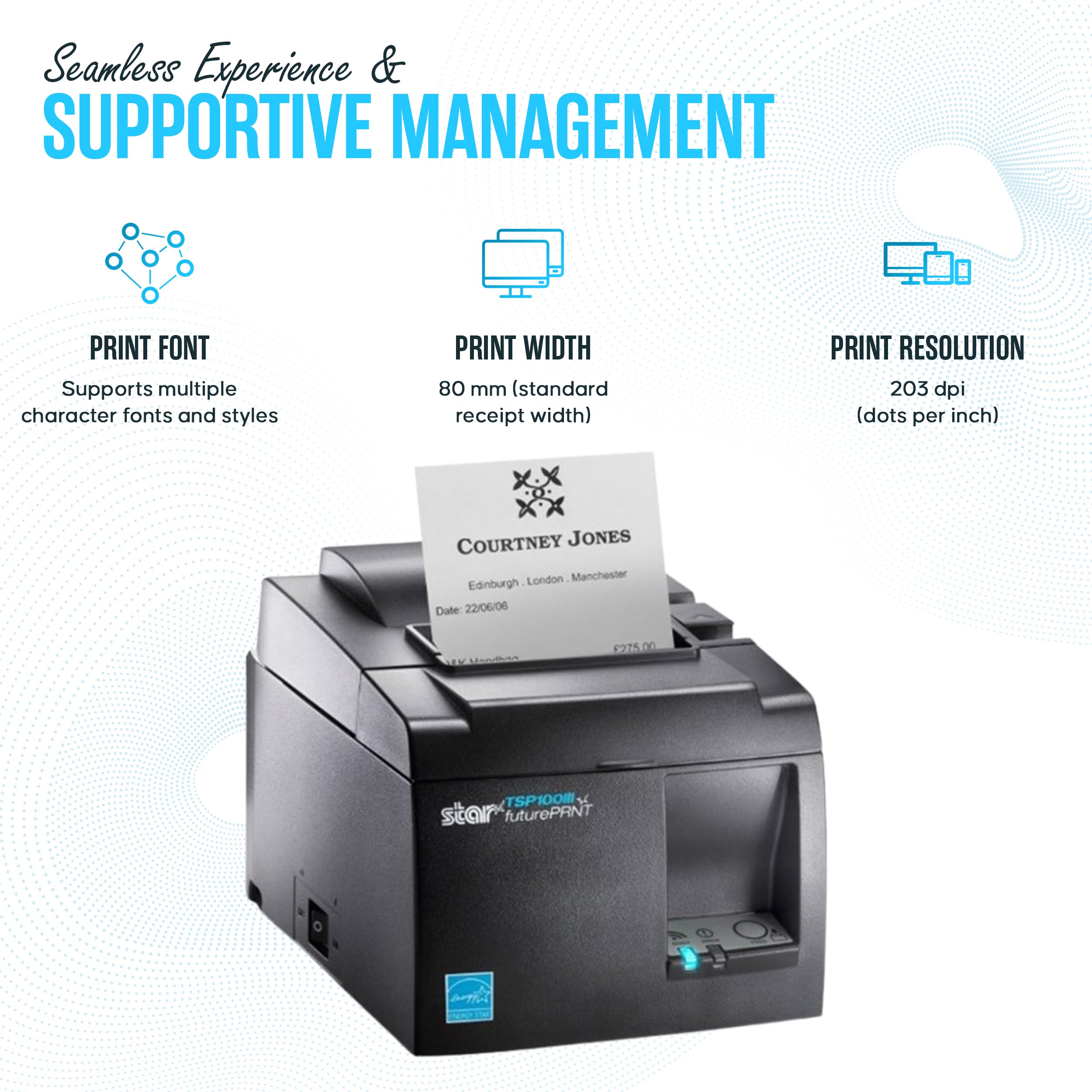 Star Micronics TSP143IIIU USB Thermal Receipt Printer Bundle - 1 Year Warranty - Includes USB 2.0 Cable, Power Cord & Cleaning Cloth - TSP100iii-USB (Renewed) - Ideal for Retail Stores, Restaurants & POS Systems