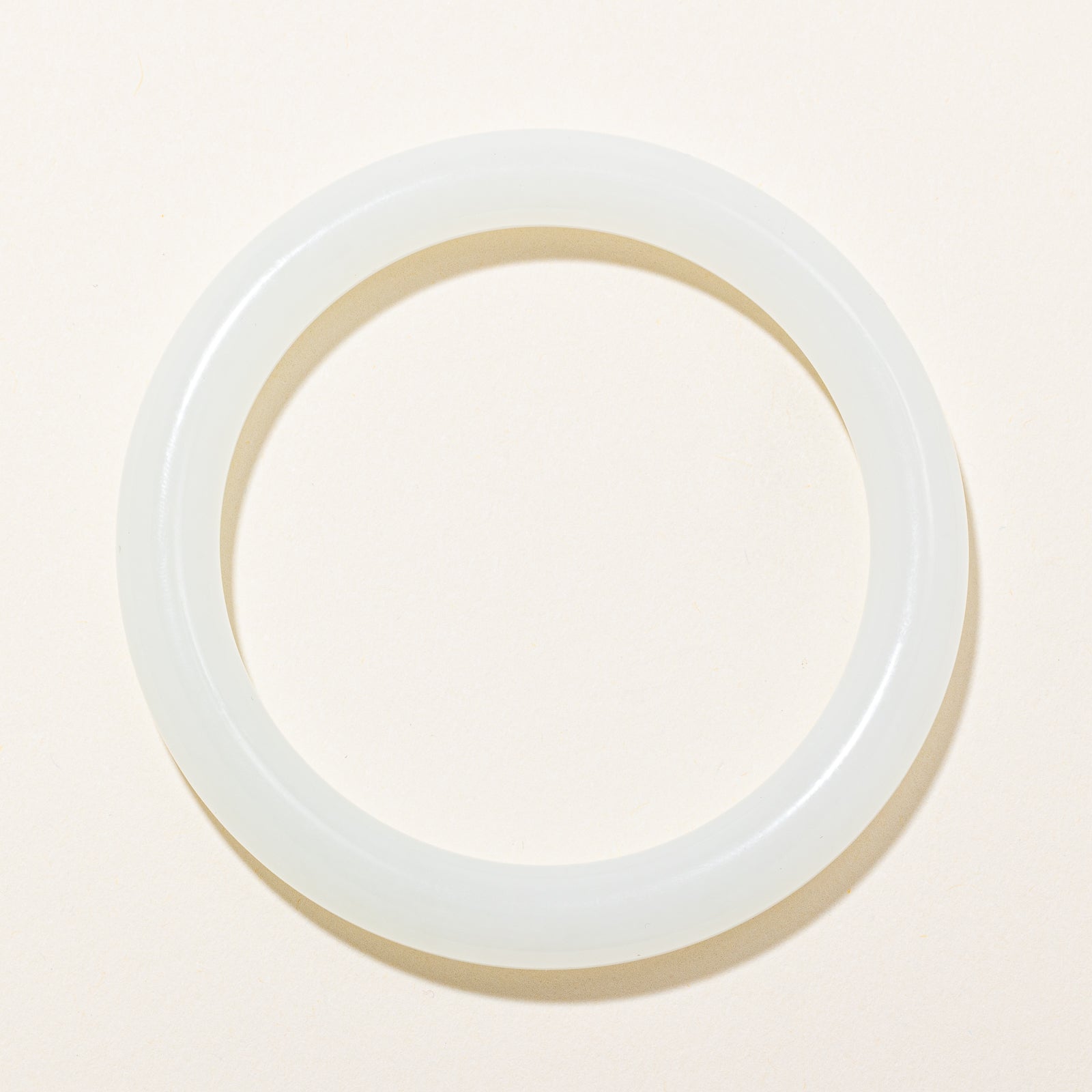 Natural White Nephrite Jade Bangle Bracelet - 41.68g (6mm Width) - Handmade Genuine Jade Jewelry for Women - Perfect for Meditation, Healing & Fashion Accessories