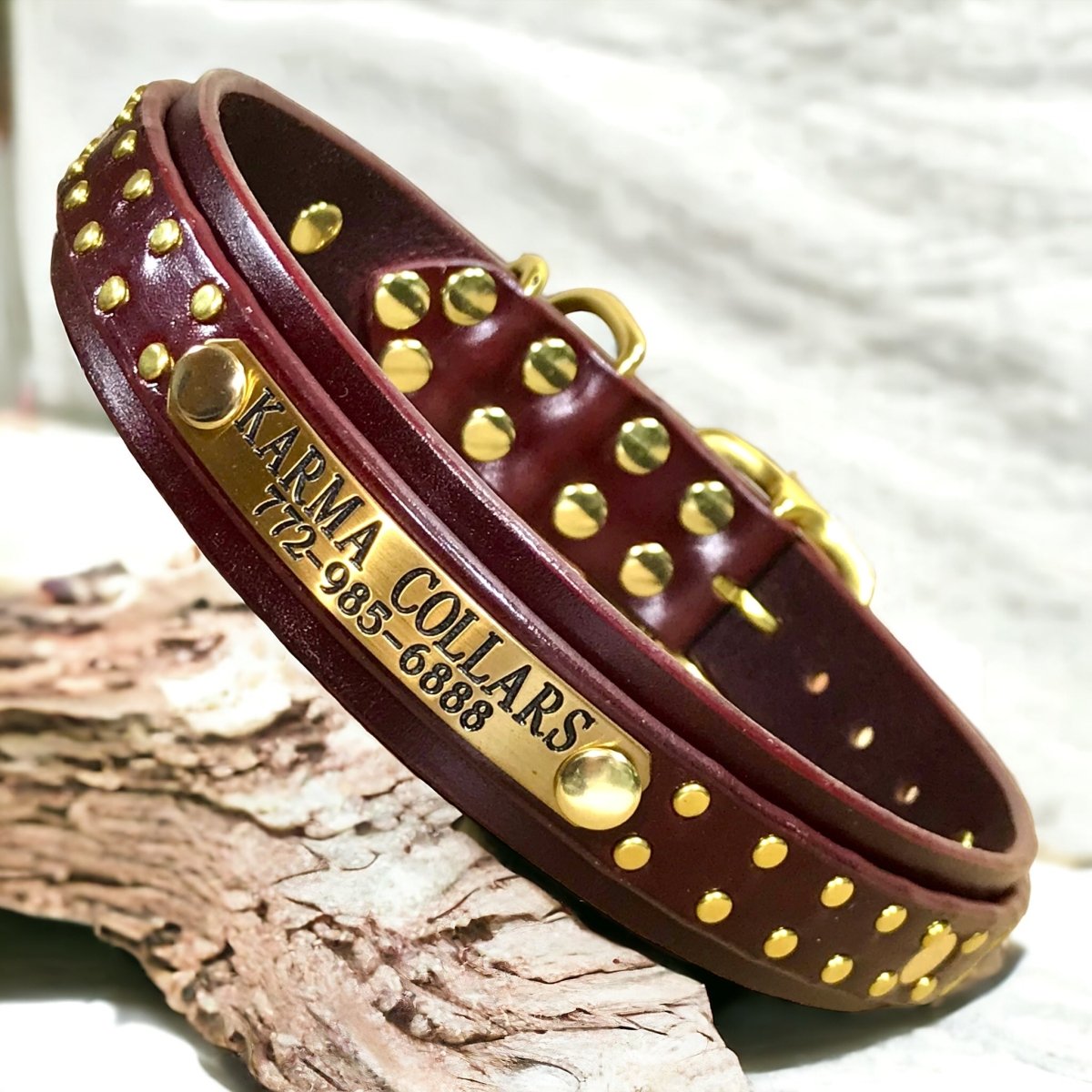 Premium Hamptons Leather Dog Collar - Handcrafted Genuine Leather Pet Collar with Adjustable Buckle for Small Medium Large Dogs - Perfect for Walks Training & Fashion Accessories
