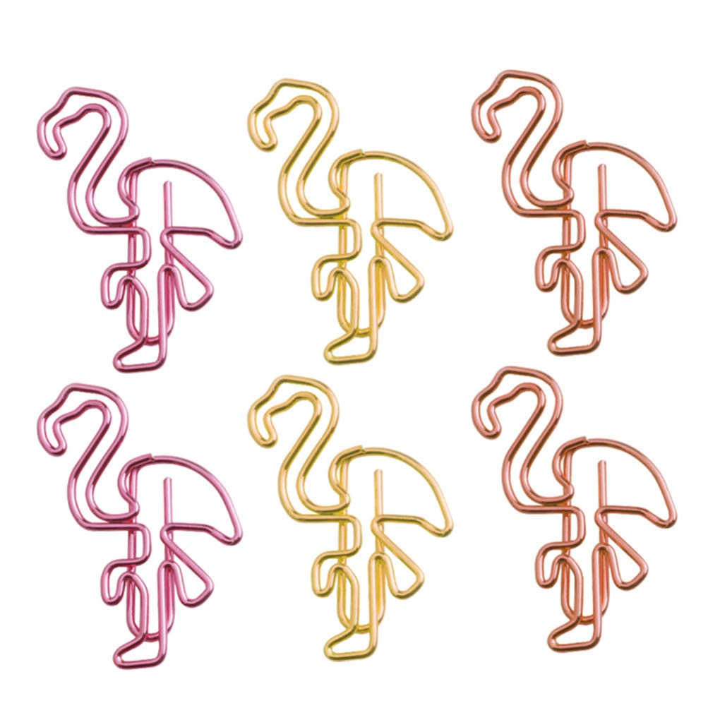 STOBOK 30pcs Colorful Flamingo Paper Clips - Metal Bookmark Clips for Office, School, Home - Mixed Color Stationery Gift Set (Perfect for Organizing Documents, Marking Books & Adding Fun to Workspace)