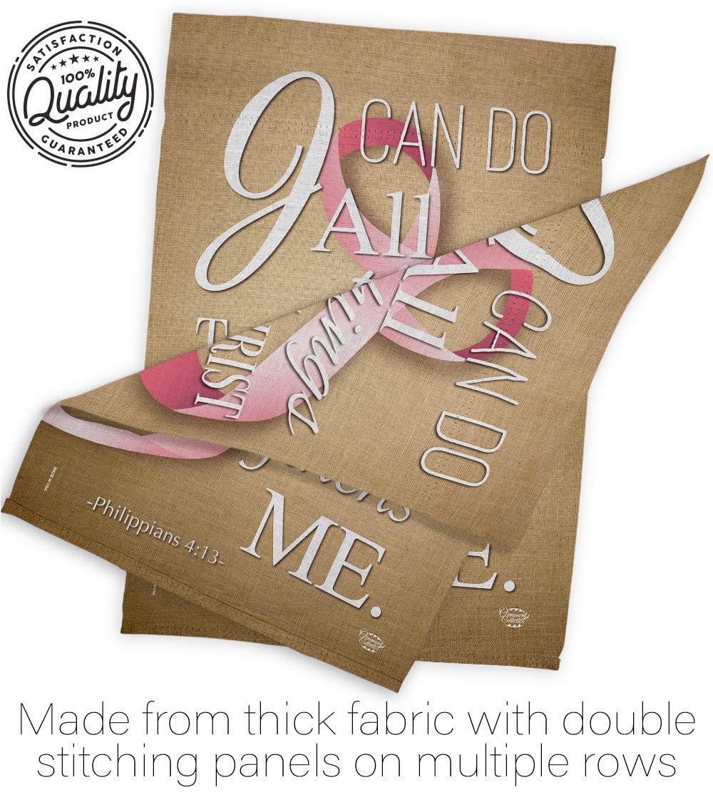 Double-Sided 28x40 Inch Inspirational Pink Ribbon Garden House Flag - Breast Cancer Awareness, Autism Support & BLM Motivational Yard Banner - Perfect for Front Yard Decor, Survivor Gifts & Awareness Events