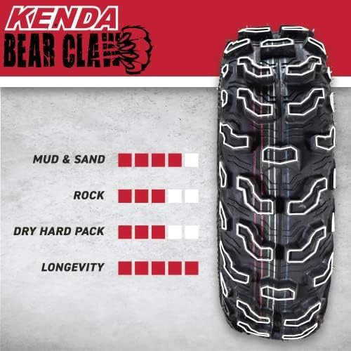 Kenda Bear Claw EVO 26x9-14 Front & 26x11-14 Rear ATV/UTV All-Terrain Mud Tires (4-Pack) with Free Bottle Opener Keychain - Perfect for Off-Roading, Hunting & Trail Riding
