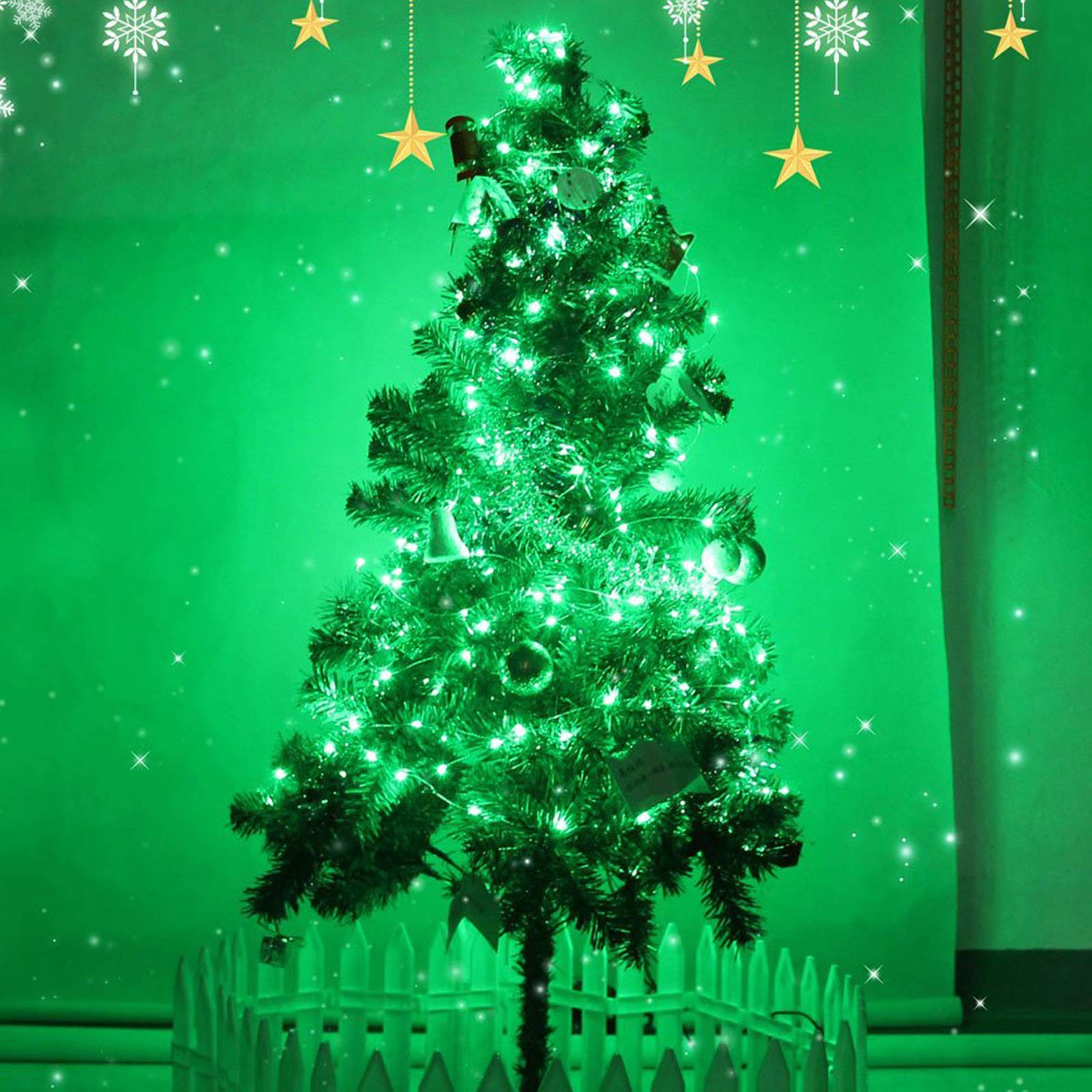 RUICHEN 33 Ft 100 LED Silver Wire Fairy Lights with Spool - Plug in Indoor/Outdoor String Lights for Bedroom, Wedding, Party & Garden Decor