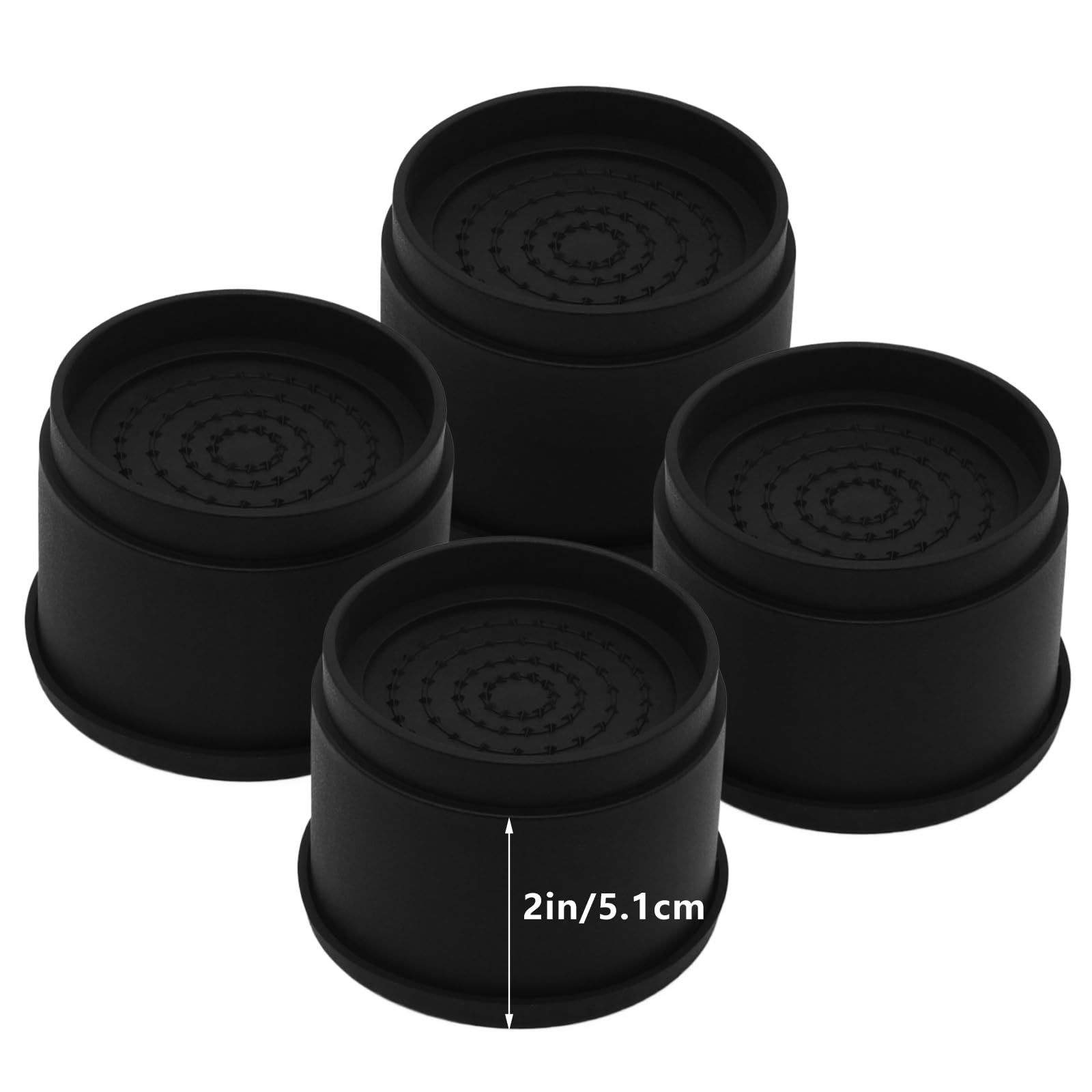 4 Sets Heavy Duty 2 Inch Black Furniture Risers - Stackable Bed Lifts for Adjustable Bed Frame, Table, Sofa, Couch & Desk | Durable Round Leg Extenders for Home & Office Use