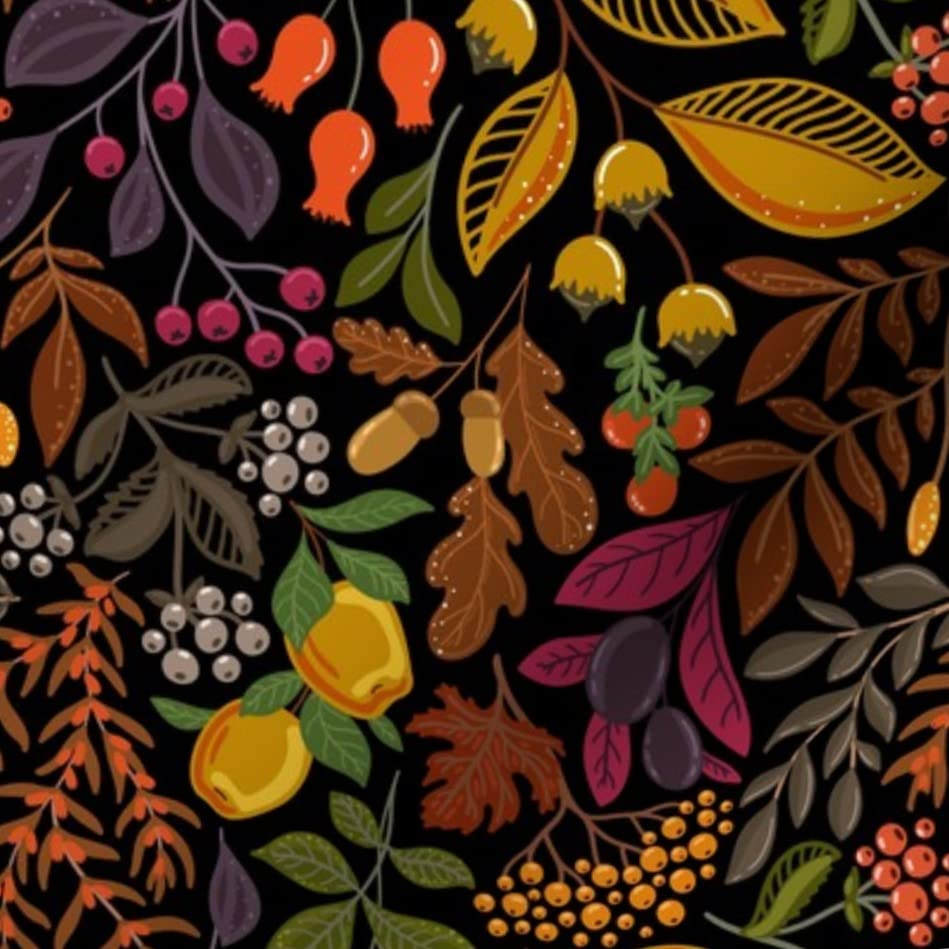 Autumn Fruits and Berries Printed Minky Fabric Fat Quarter - Soft Plush Fabric for Sewing Baby Blankets, Quilt Backing & DIY Crafts - Perfect for Nursery Decor, Seasonal Projects & Cozy Home Textiles