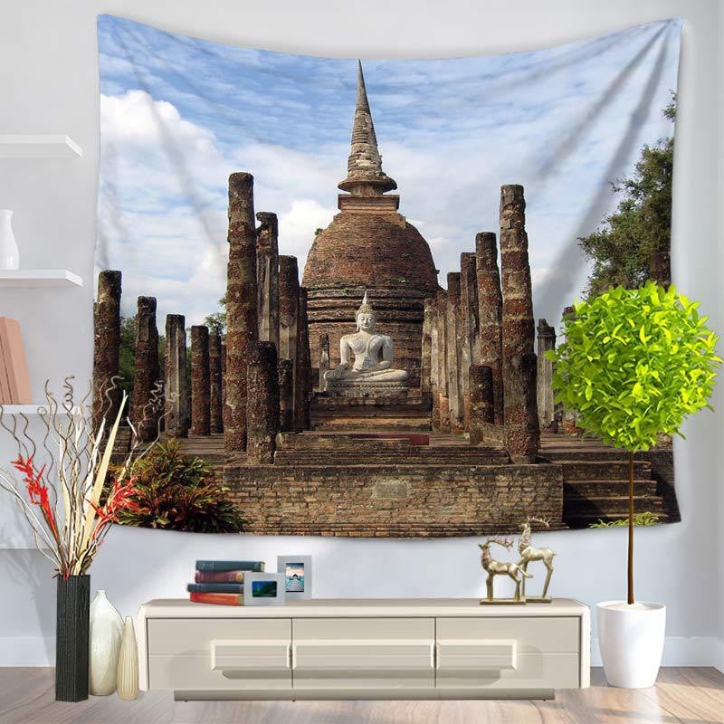 Buddha Tapestry Wall Hanging Decor - Sandy Beach Meditation Carpet GT1084 for Yoga Room, Bedroom & Boho Home Decor