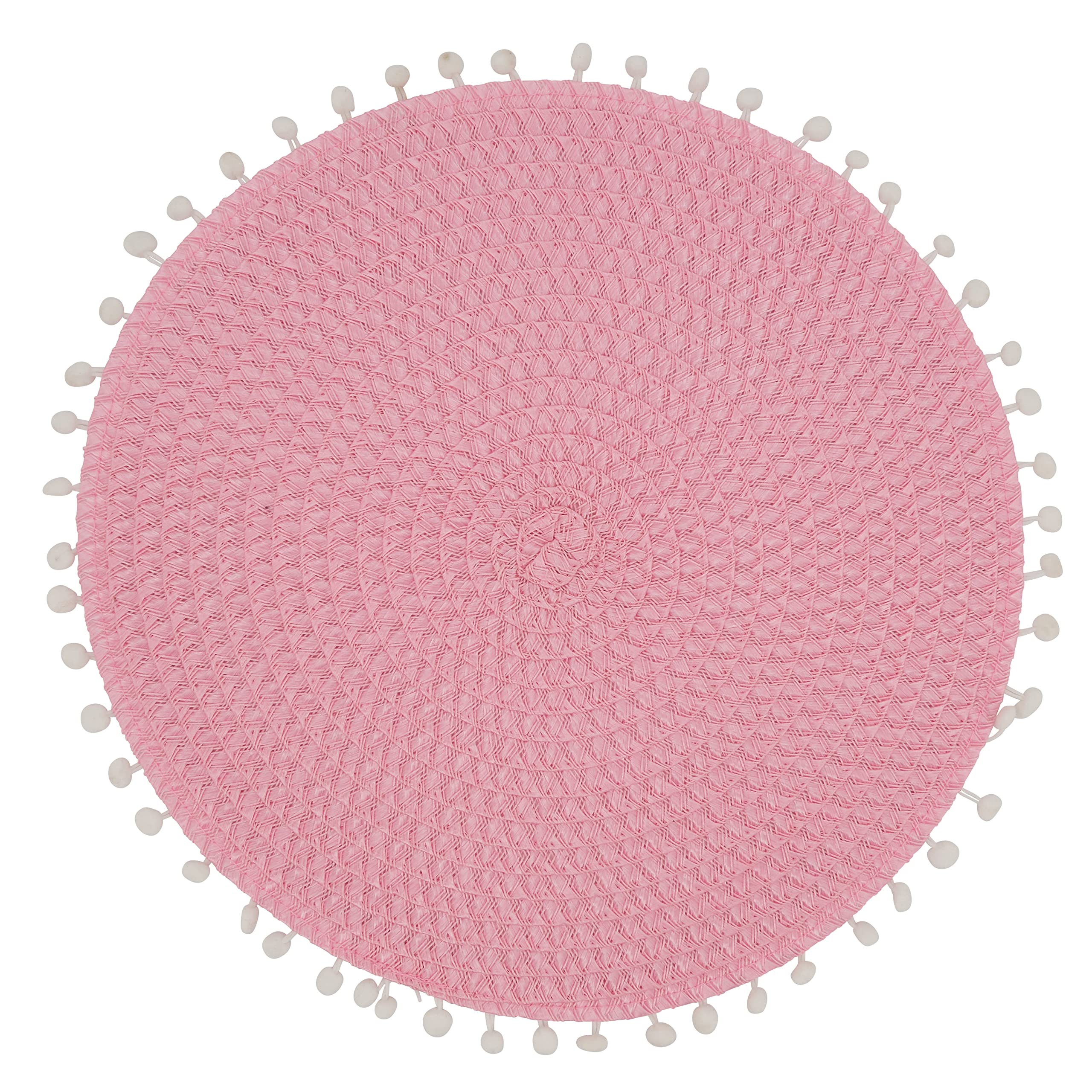 Pom Pom Design Placemats Set of 4 - Colorful Round Table Mats for Dining, Kitchen, Party Decor & Home Aesthetic