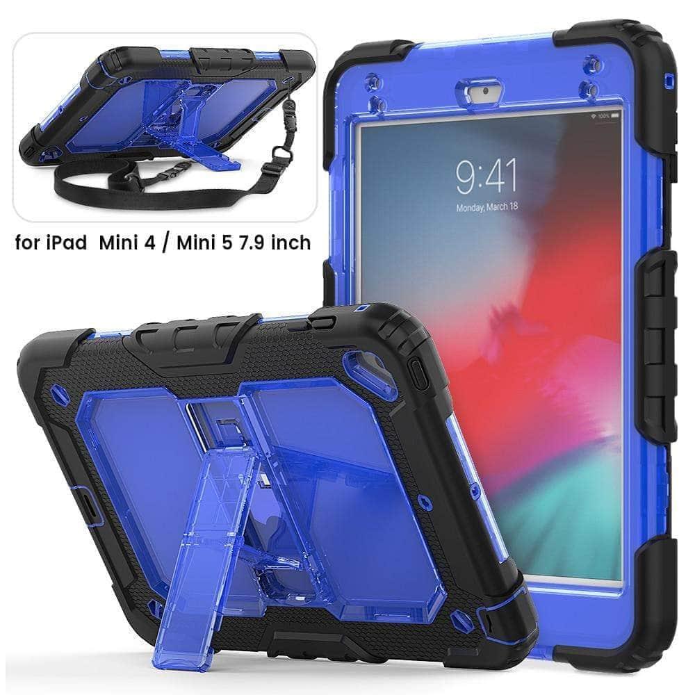 Durable iPad Mini 5 Case with Adjustable Shoulder Strap & Stand - Perfect for Travel, Work, and Hands-Free Viewing
