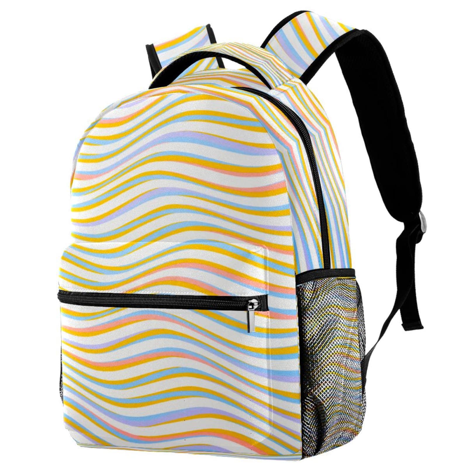 Colorful Wave Stripes Art Backpack for Kids - Lightweight School Bookbag with Adjustable Straps, Water-Resistant Daypack for Elementary Students, Travel & Work | Perfect for School, Commuting & Outdoor Adventures