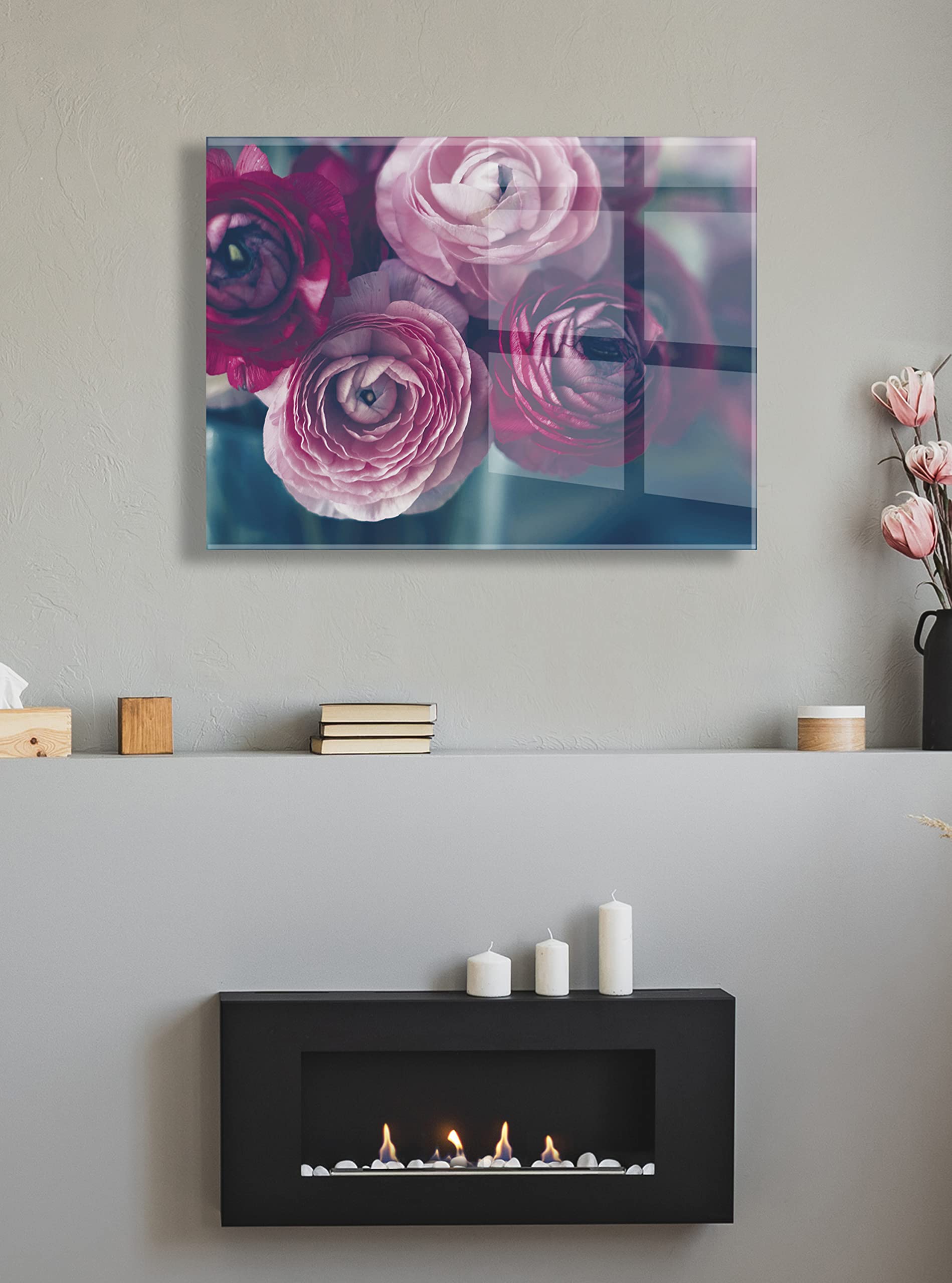 Kate and Laurel Yours Truly Floating Acrylic Floral Wall Art by Kristy Campbell - 23x31 Inch Modern Framed Floral Print for Living Room, Bedroom & Office Decor