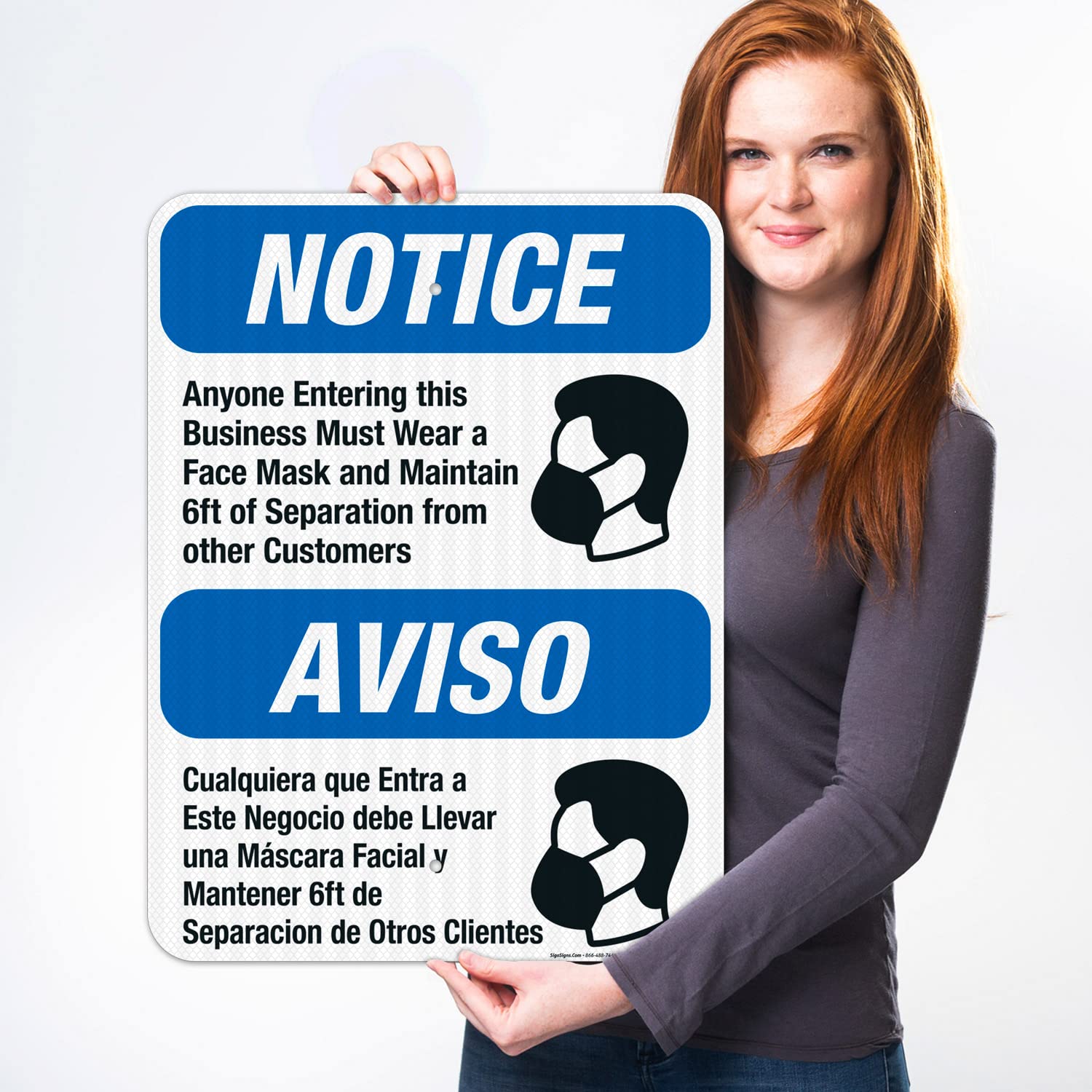 3M EGP Reflective Aluminum Face Mask Signs for Businesses - 18x24 Inches, Fade Resistant, Made in USA - Perfect for Store Entrances, Offices & Public Spaces