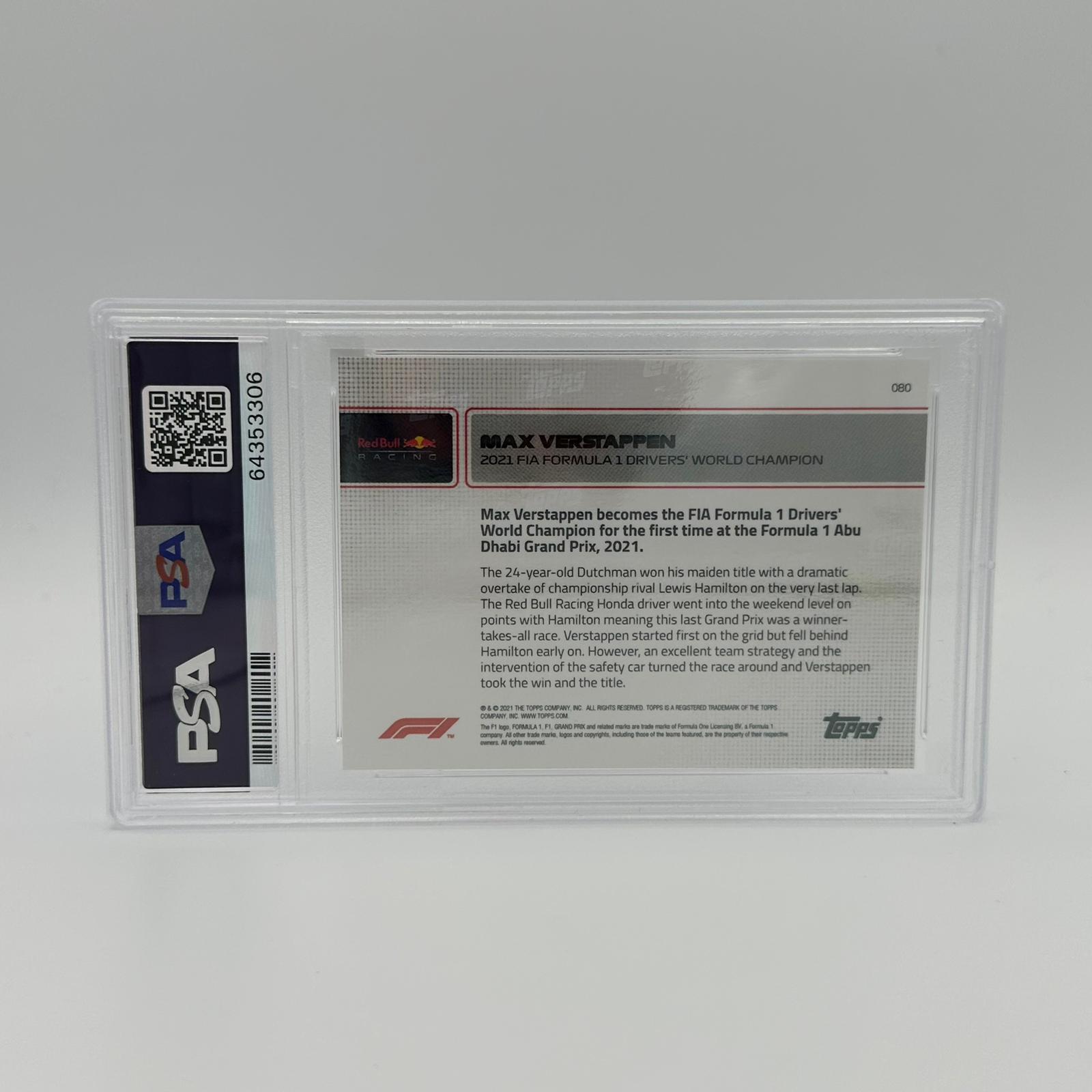 PSA 10 2007-2010 Max Verstappen #80 2021 FIA Formula 1 Drivers' World Champion Red - Rare Collectible Trading Card for F1 Fans & Sports Memorabilia Enthusiasts