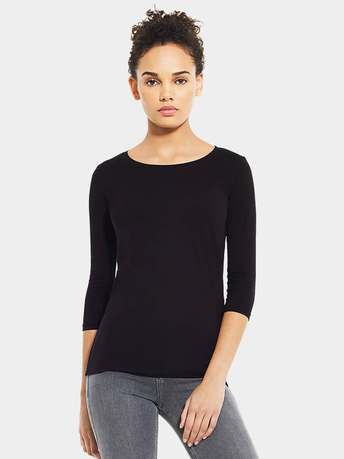 Women's Organic Cotton 3/4 Sleeve Yoga T-Shirt - Stretchy Comfort Fit for Yoga Studio & Active Lifestyle
