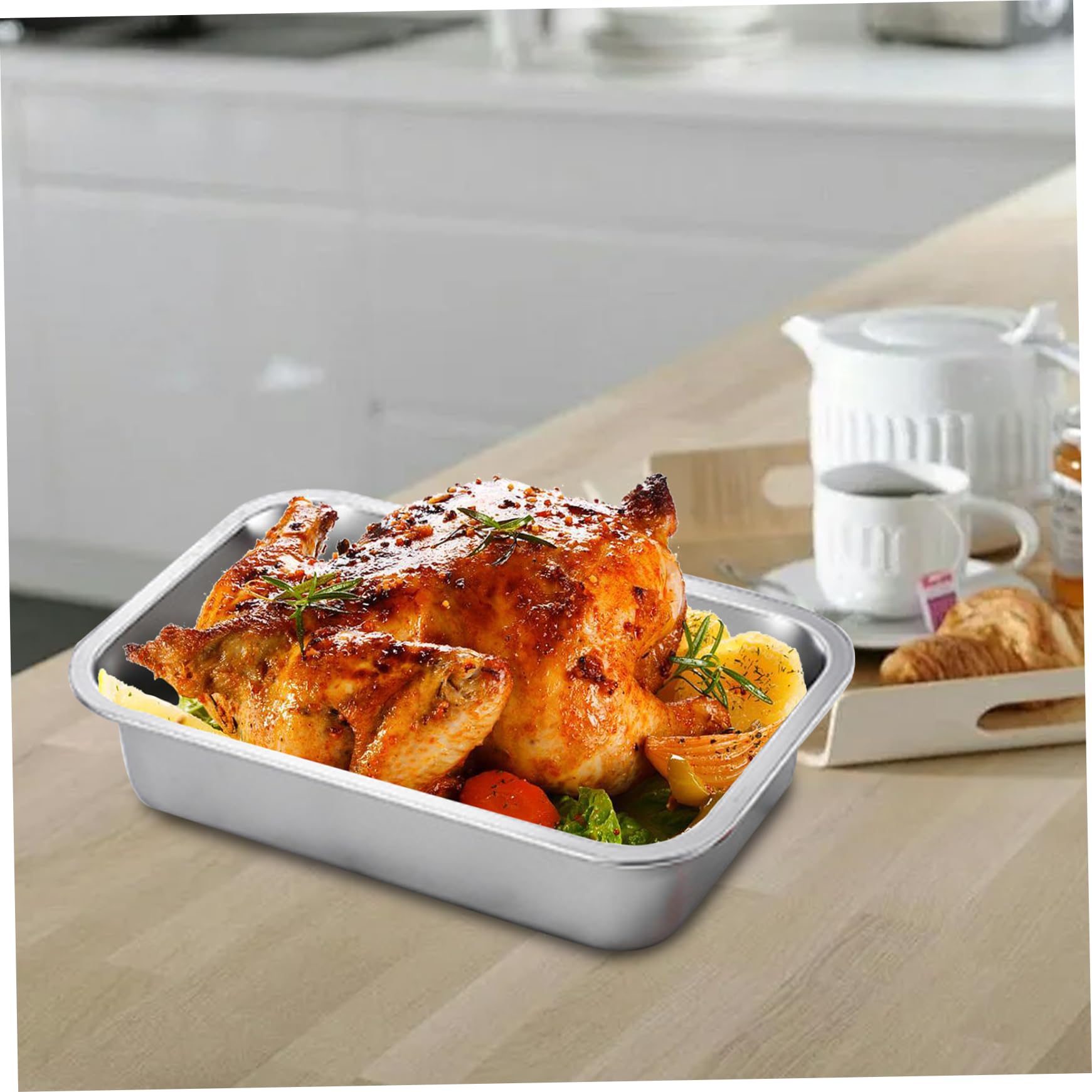 2PCS 9x13 Inch Stainless Steel Lasagna Pans - Rectangle Baking Pans for Lasagna, Brownies, Casseroles & Cookies | Stackable Deep Baking Dish | Oven & Microwave Safe | Perfect for Family Dinners, Potlucks & Holiday Baking