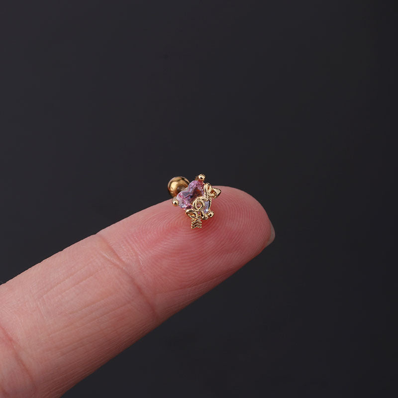 20G Cartilage Stud Earrings - Anime Inspired Tourmaline Earrings for Women | HSPJ318 | Perfect for Daily Wear, Cosplay & Gift Giving