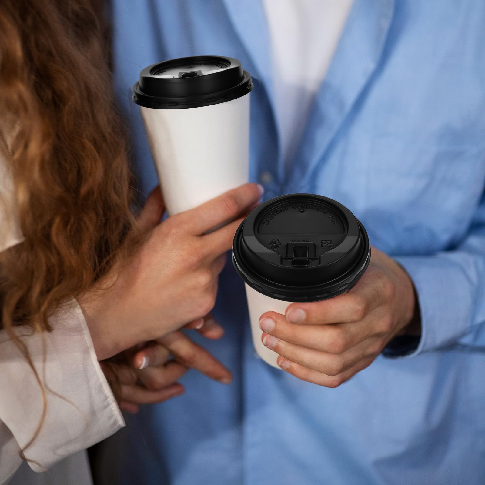 200 Pack Disposable Coffee Cup Lids - 3.54 Inches (90mm) Black Plastic Drink Covers - Fits 10/12/16/20 Oz Paper Cups - Hot & Cold Beverage Compatible - Perfect for Coffee Shops, Offices, Parties and Takeout Services