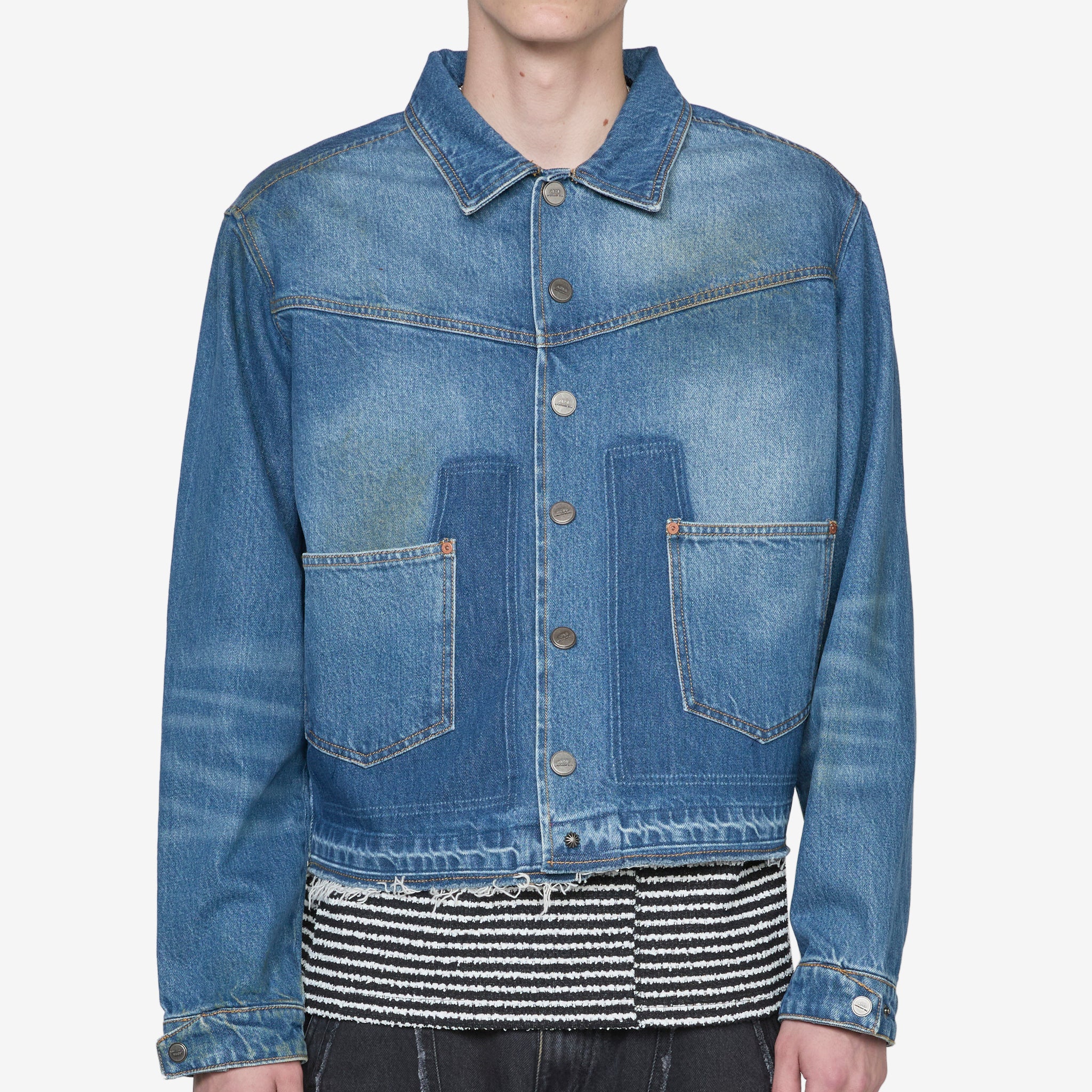 Men's Blue Rodeo Motorcycle Denim Jacket - Biker Style for Riding & Casual Wear
